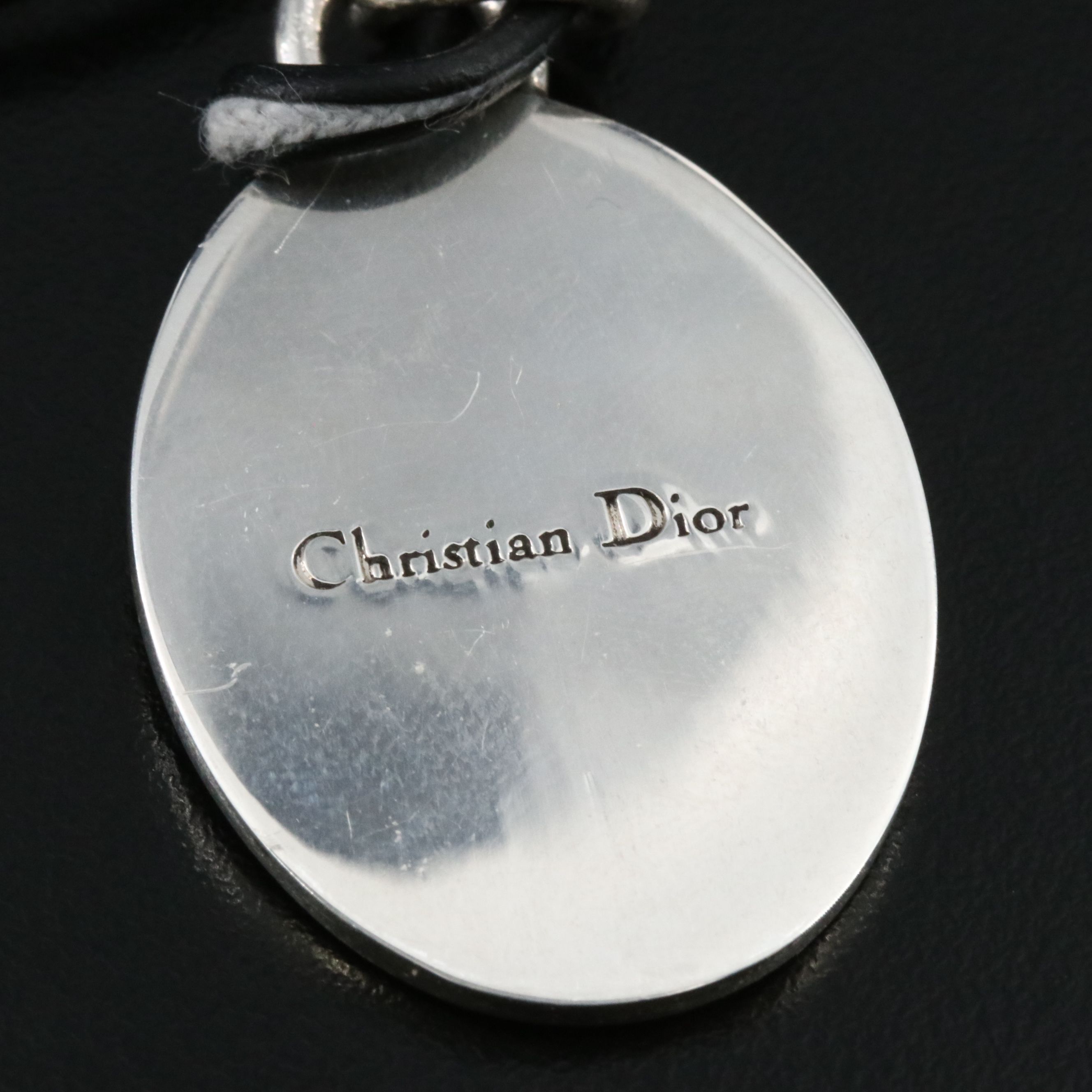 Christian Dior Sterling Oval Rebus Pendant Necklace