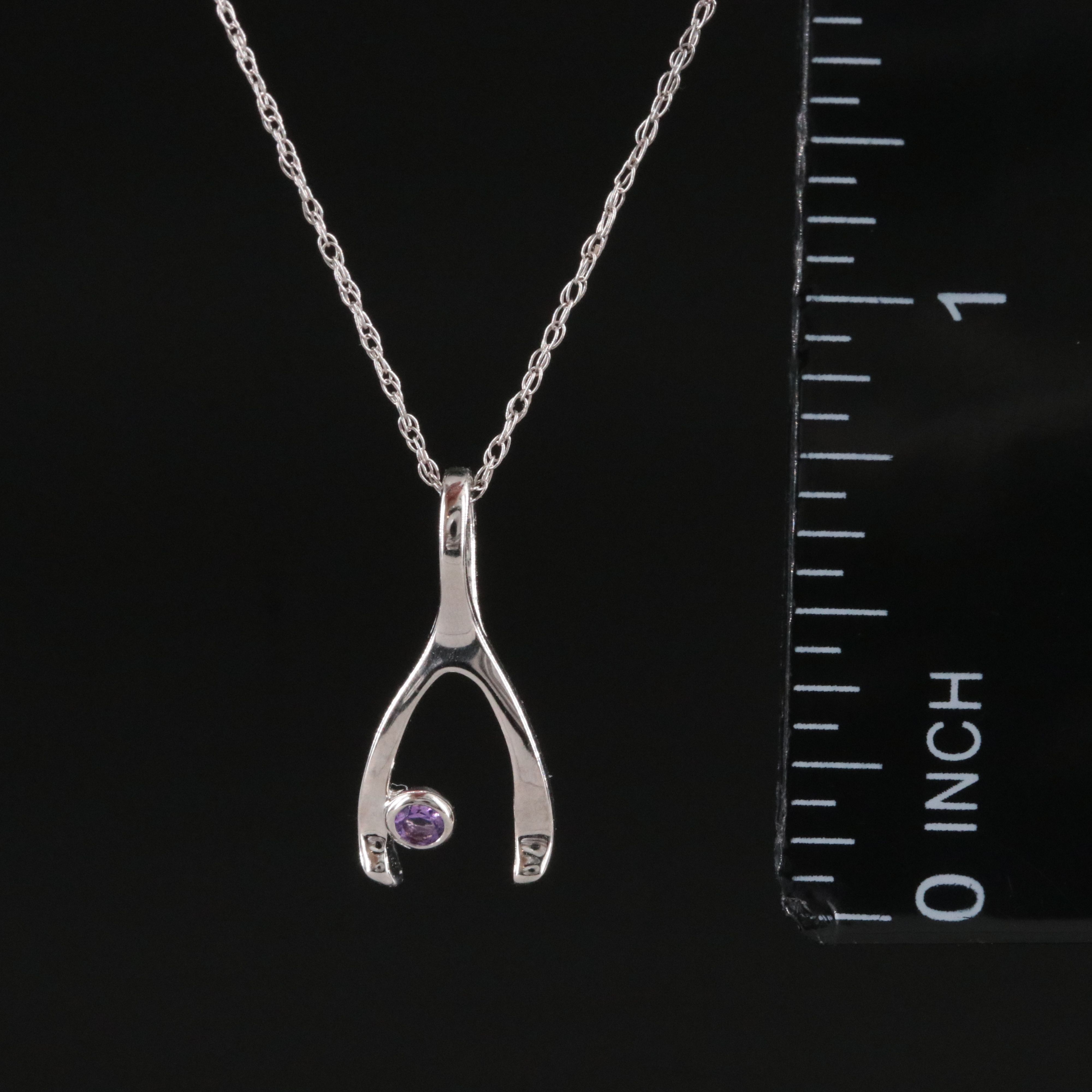 18K Amethyst Wishbone Pendant Necklace