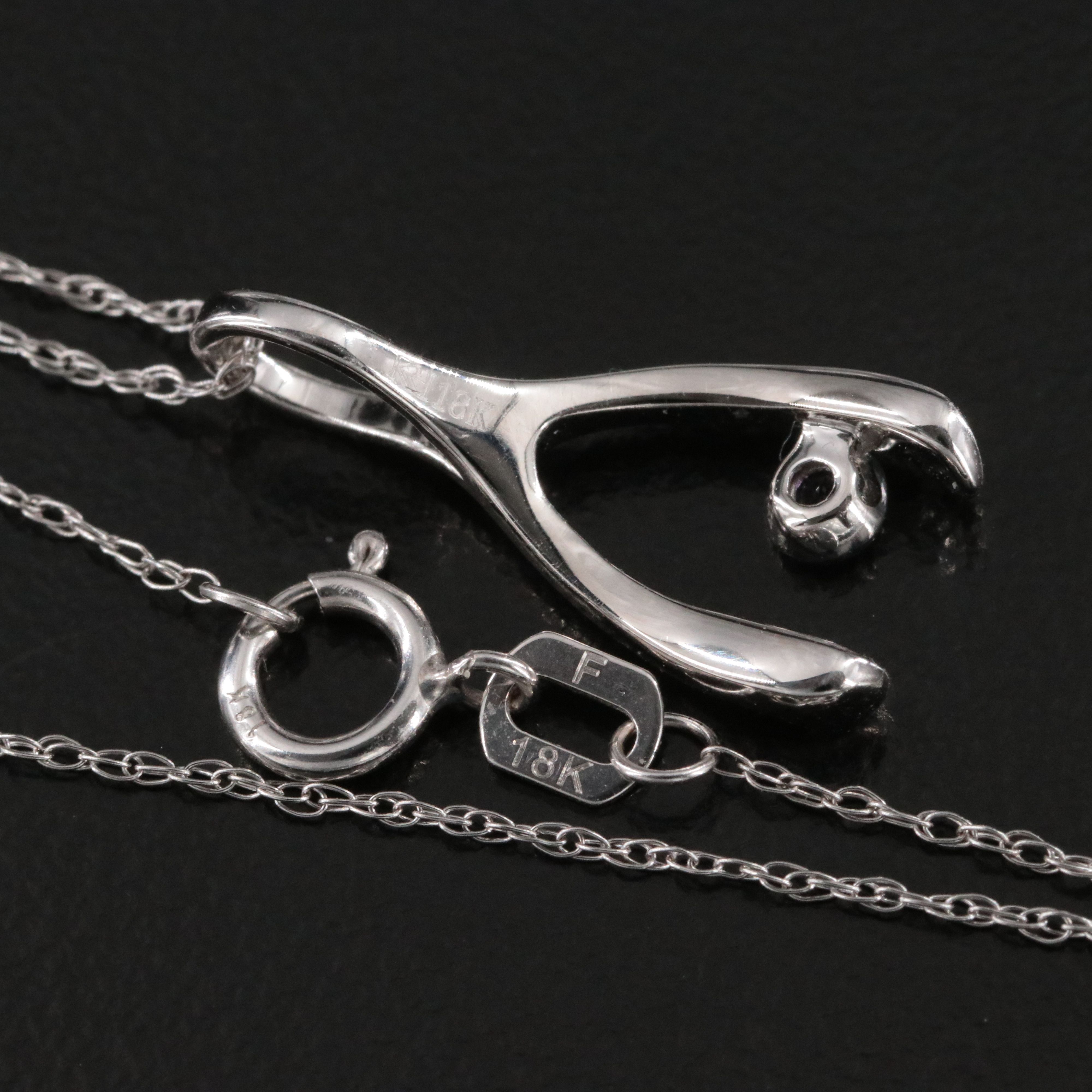 18K Amethyst Wishbone Pendant Necklace