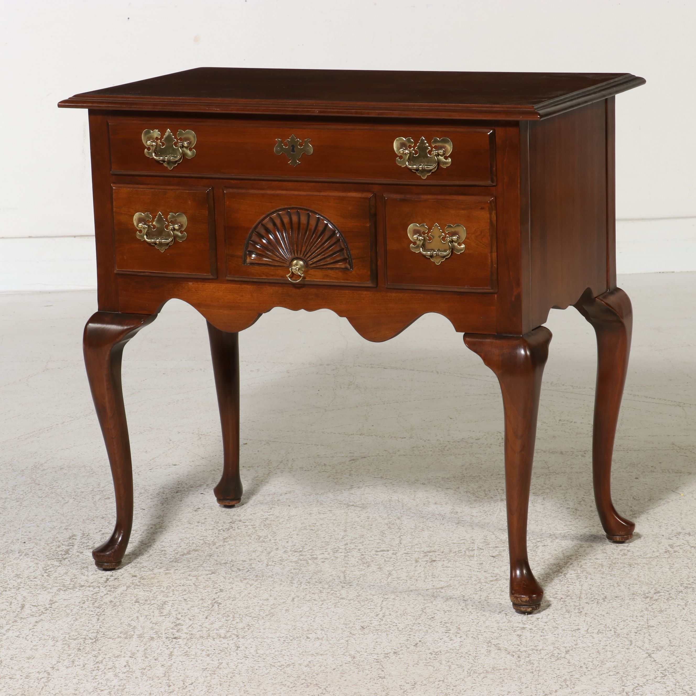 Harden Solid Cherry Queen Anne Style Lowboy, Late 20th Century