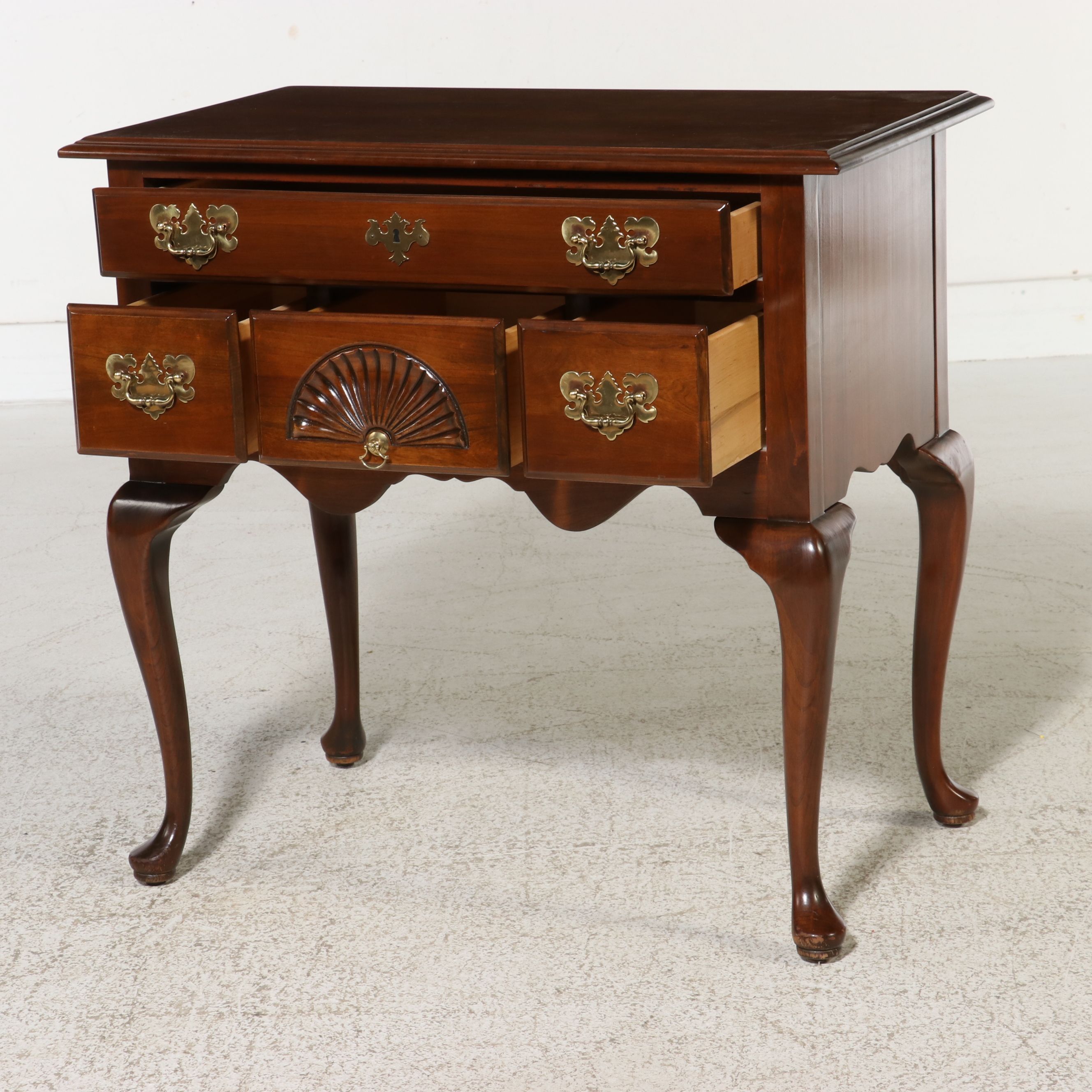 Harden Solid Cherry Queen Anne Style Lowboy, Late 20th Century