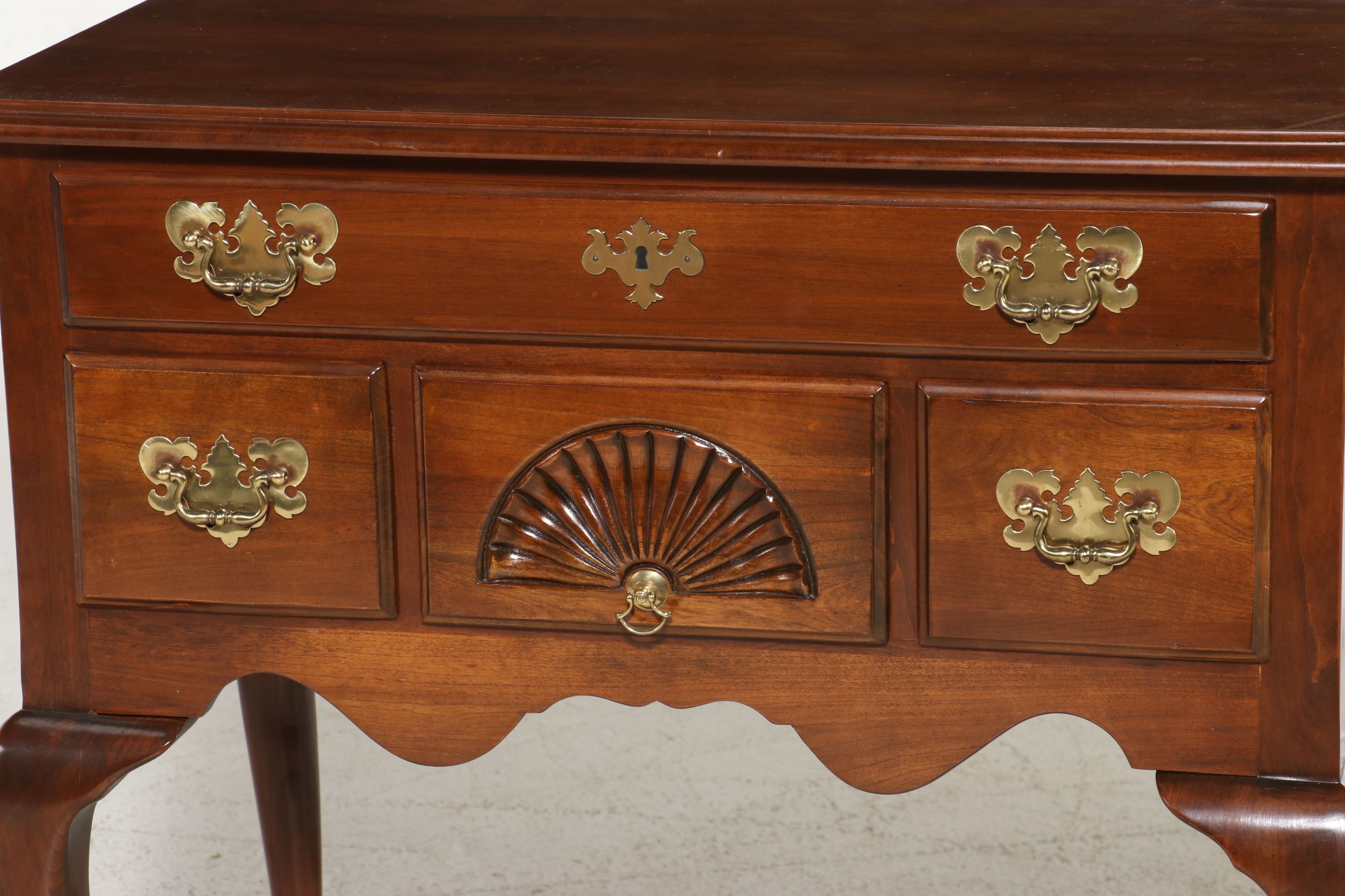 Harden Solid Cherry Queen Anne Style Lowboy, Late 20th Century
