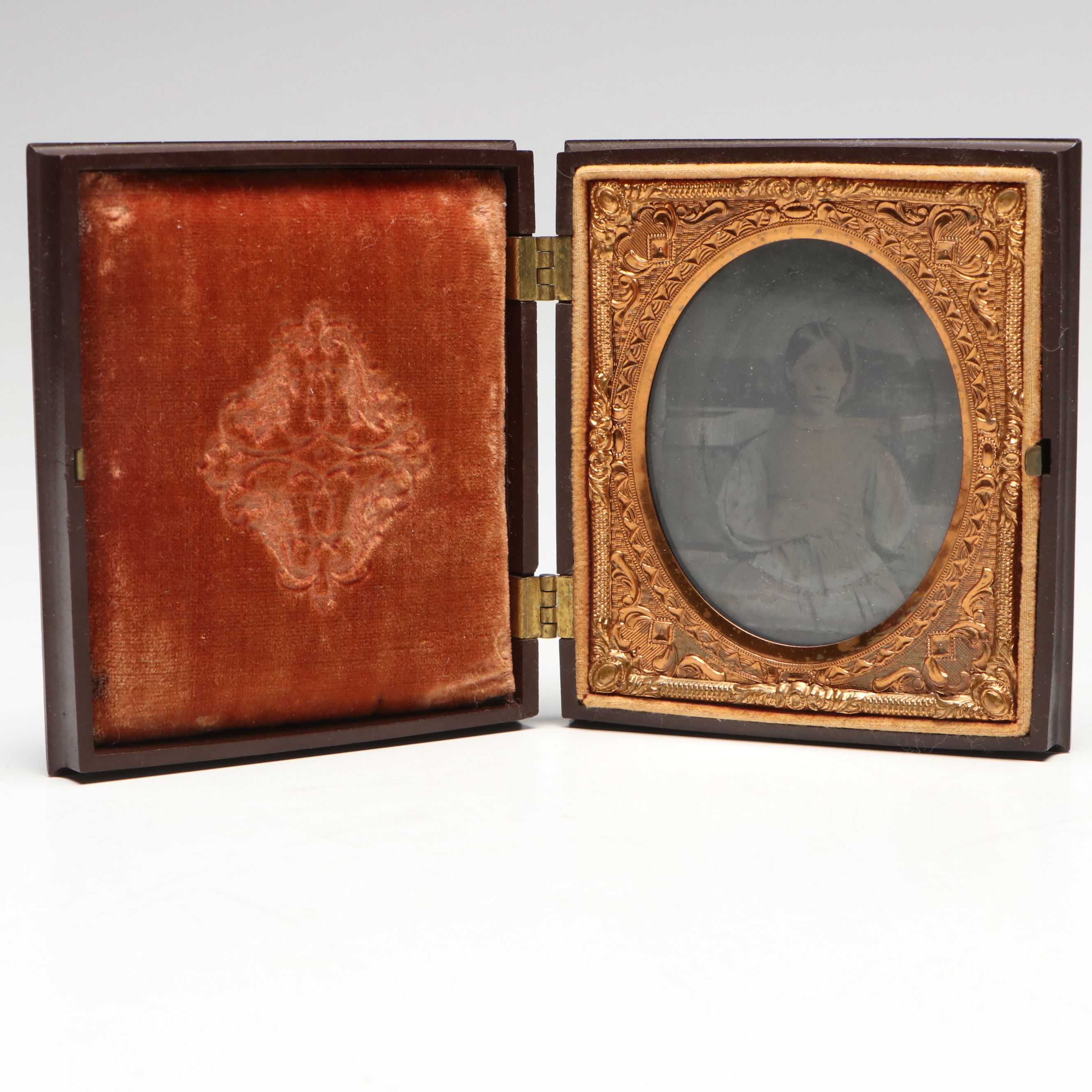 Daguerreotype Portrait of Girl in Union Case with Velvet Lining, Mid-19th C.
