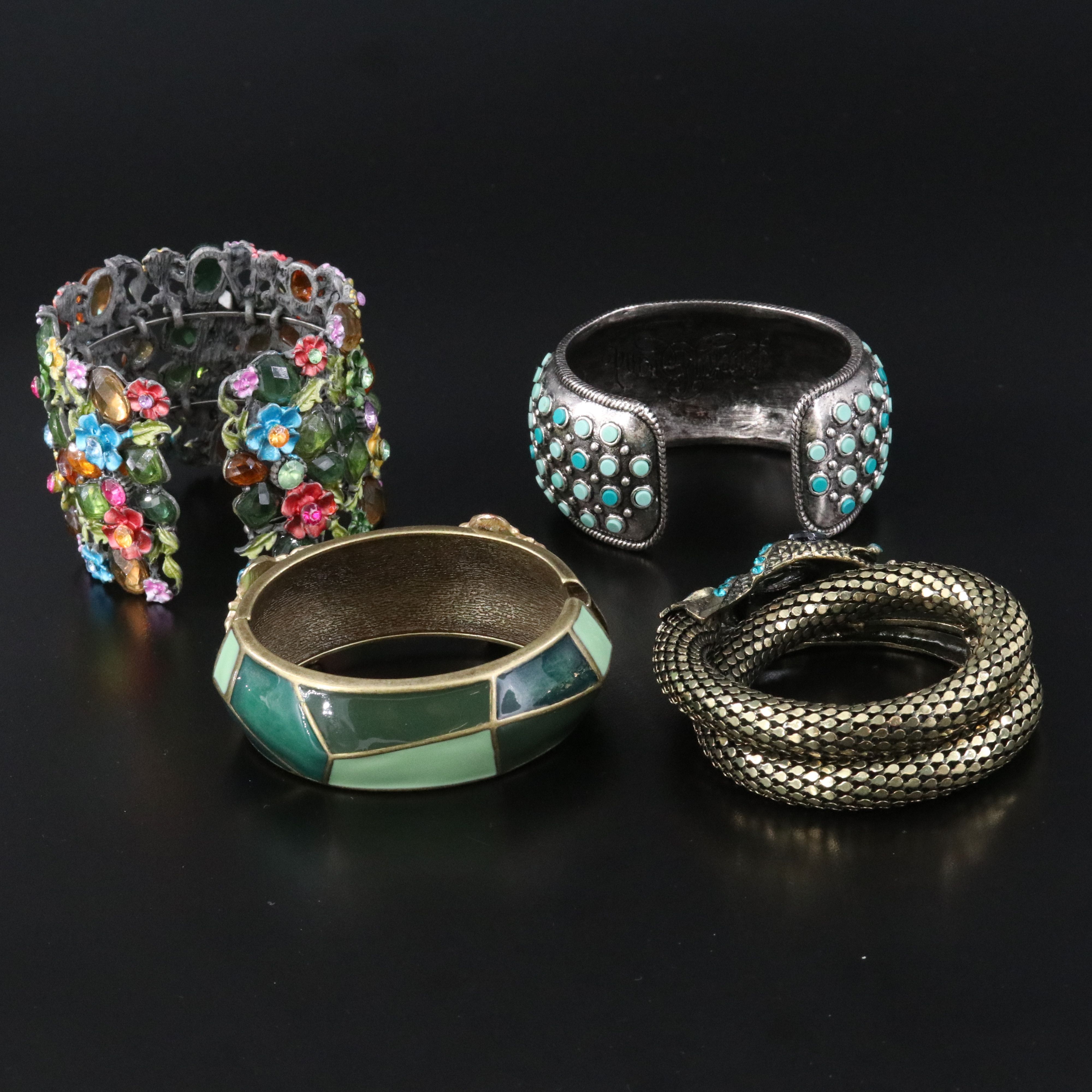 Bracelet Collection Including Floral, Bees and Snake