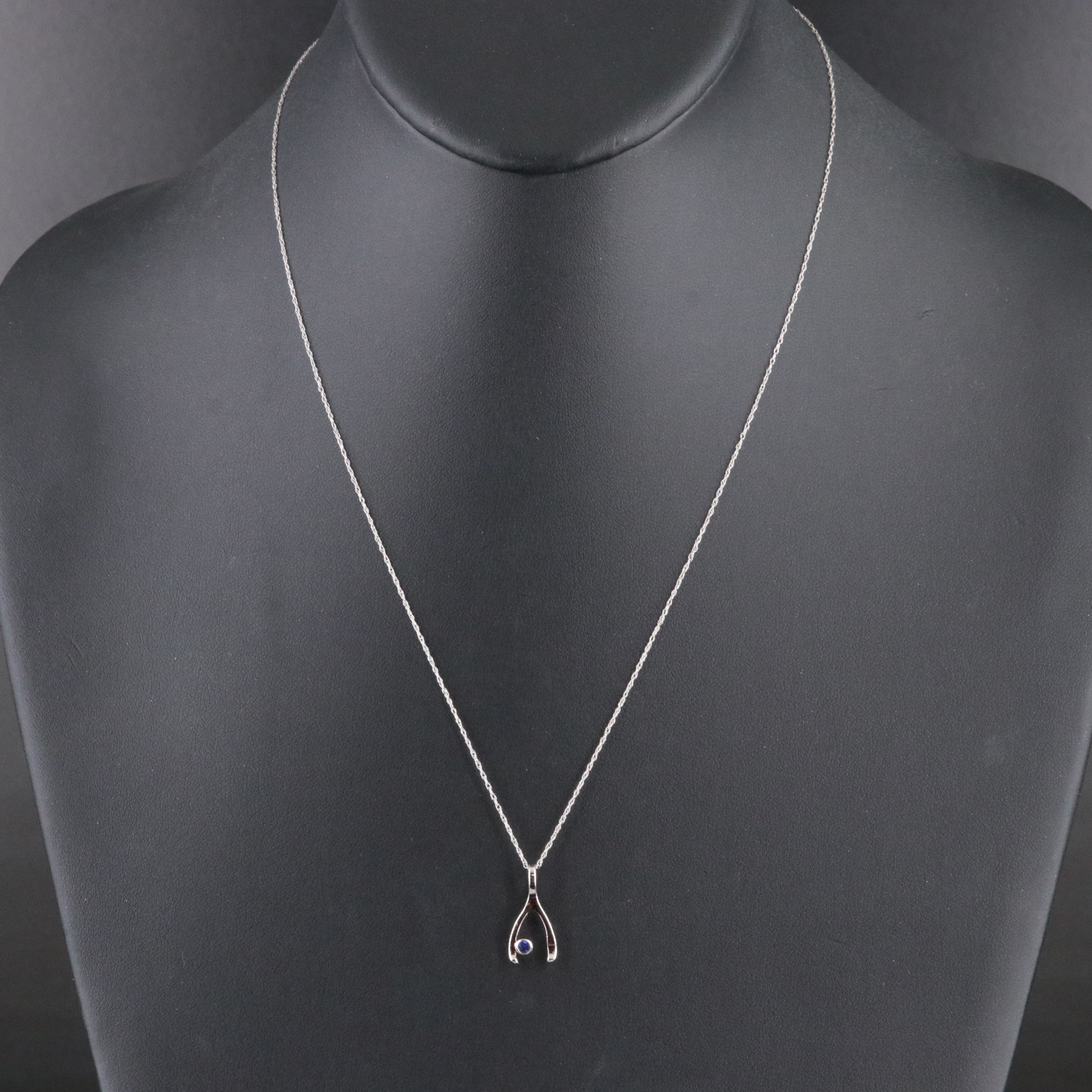 18K Tanzanite Wishbone Pendant Necklace