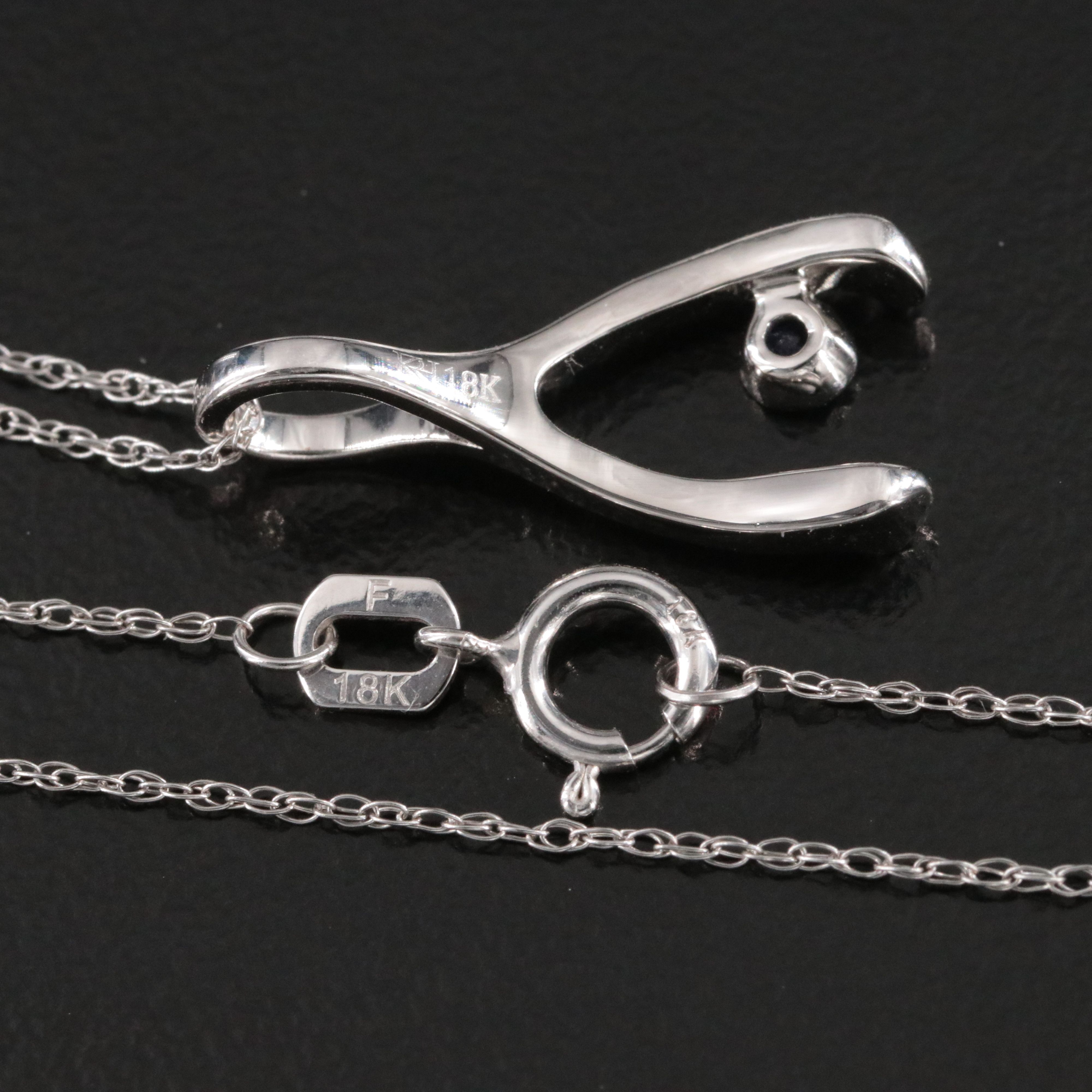 18K Tanzanite Wishbone Pendant Necklace