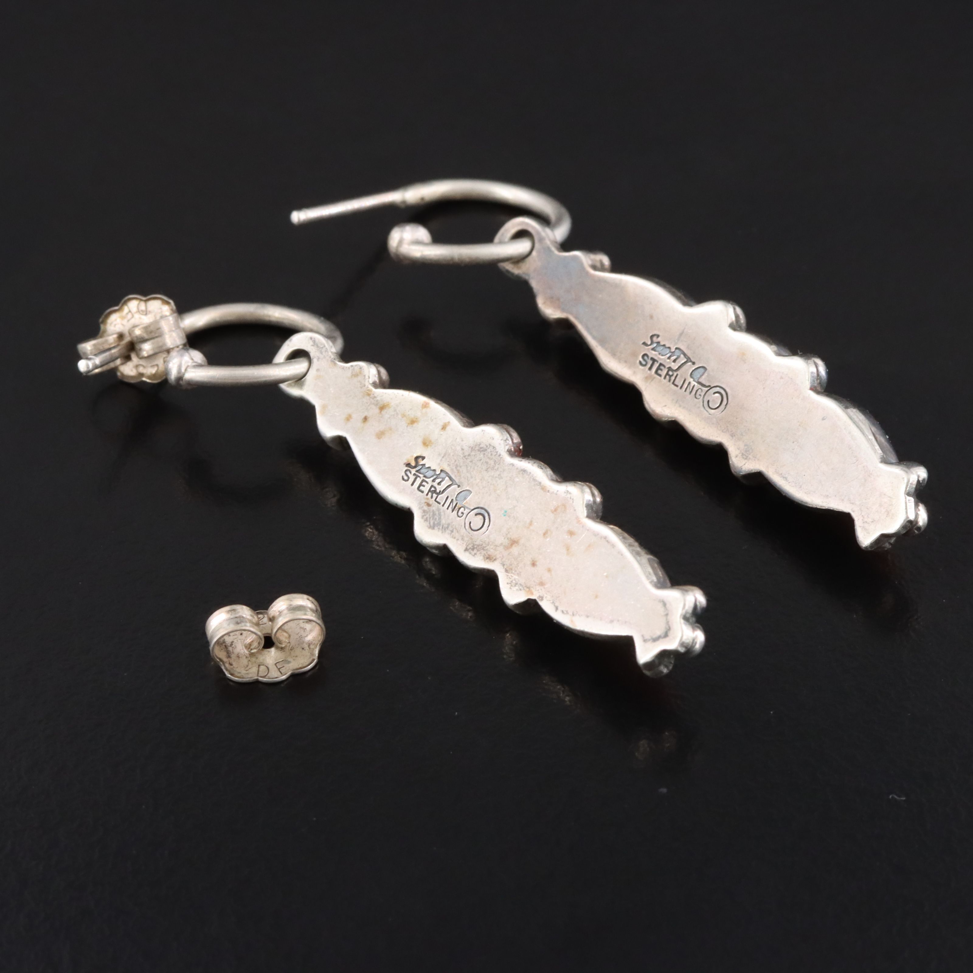 Don Lucas Sterling Lapis Lazuli and Spiny Oyster Drop Earrings