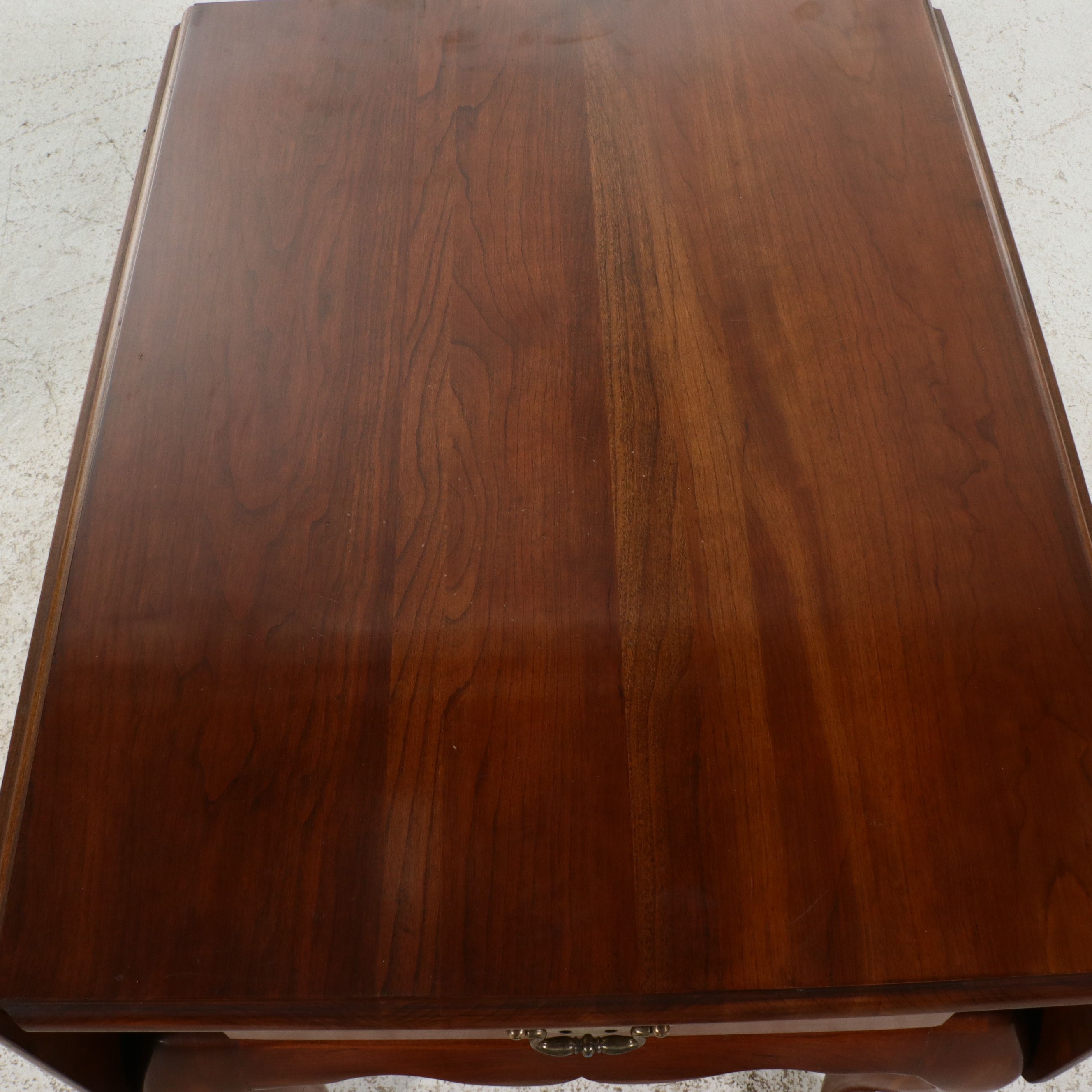 Pair of Harden Solid Cherry Queen Anne Style Drop-Leaf End Tables