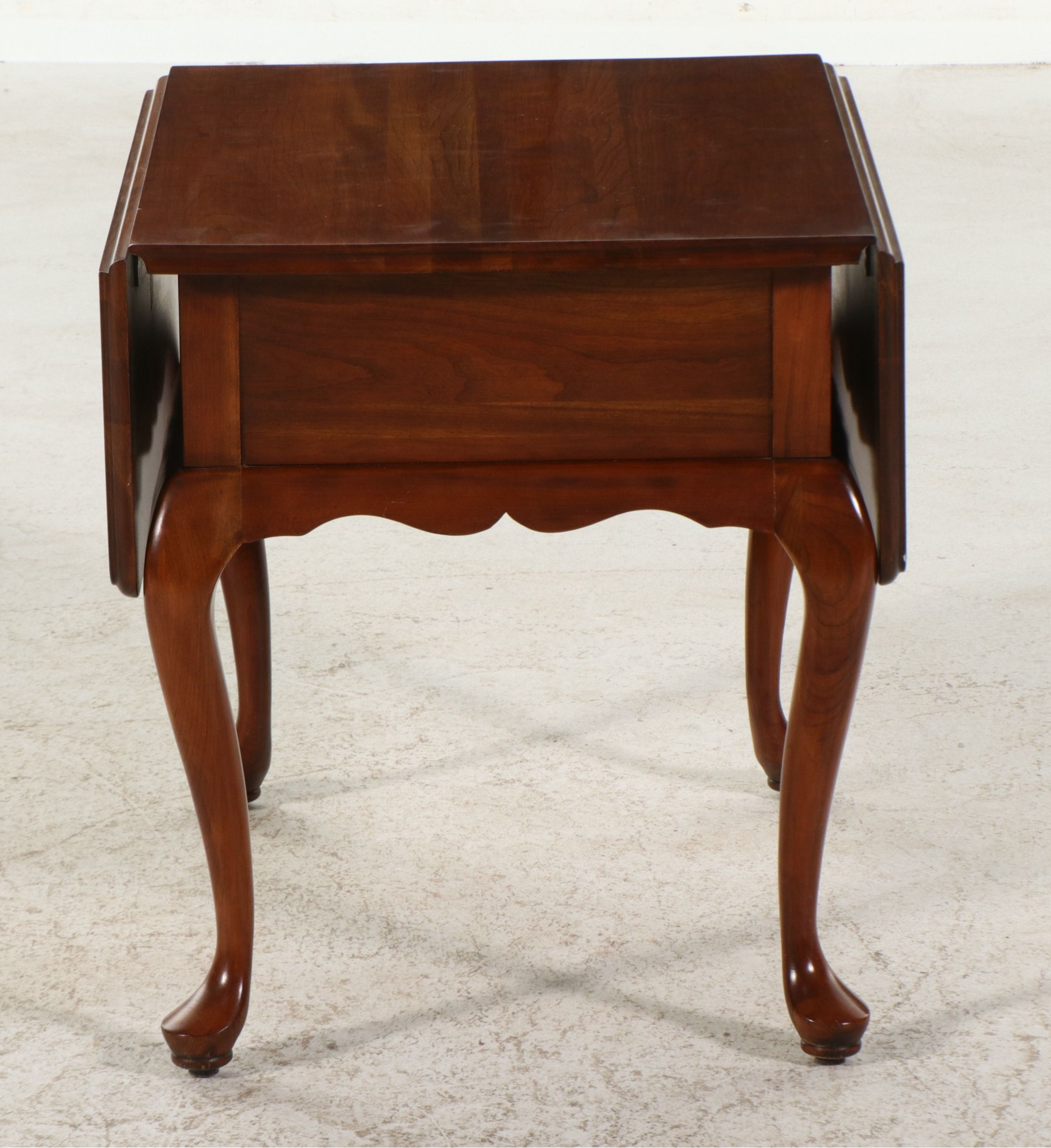 Pair of Harden Solid Cherry Queen Anne Style Drop-Leaf End Tables