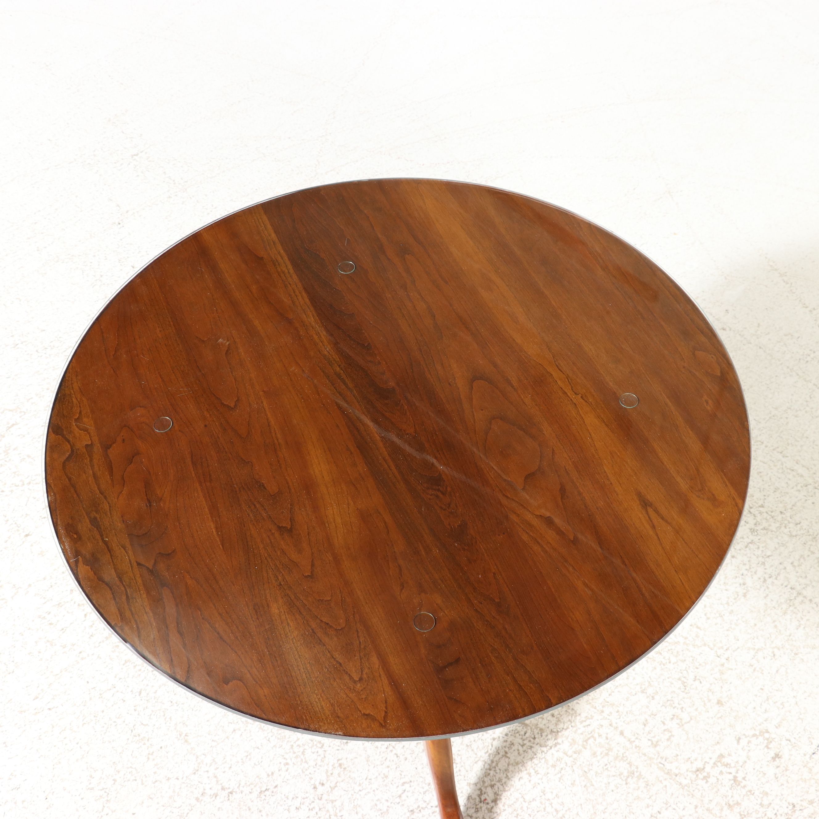 Harden Solid Cherry Pedestal Side Table with Glass Top, 20th Century
