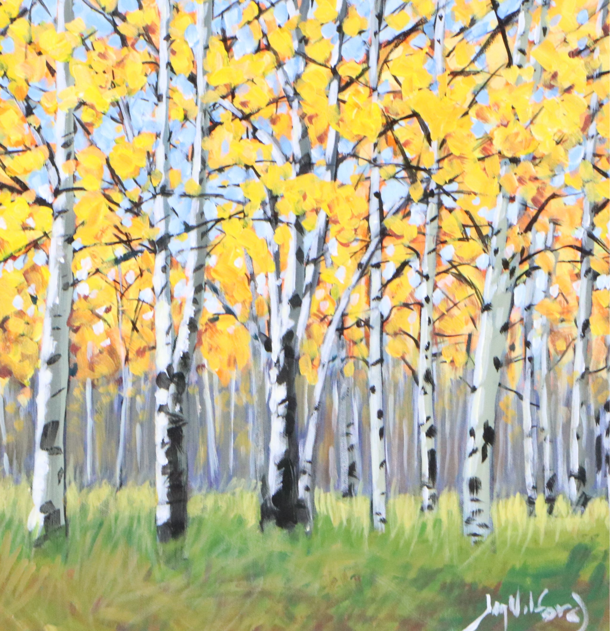 Jay Wilford Acrylic Painting "Aspen Grove," 21st Century