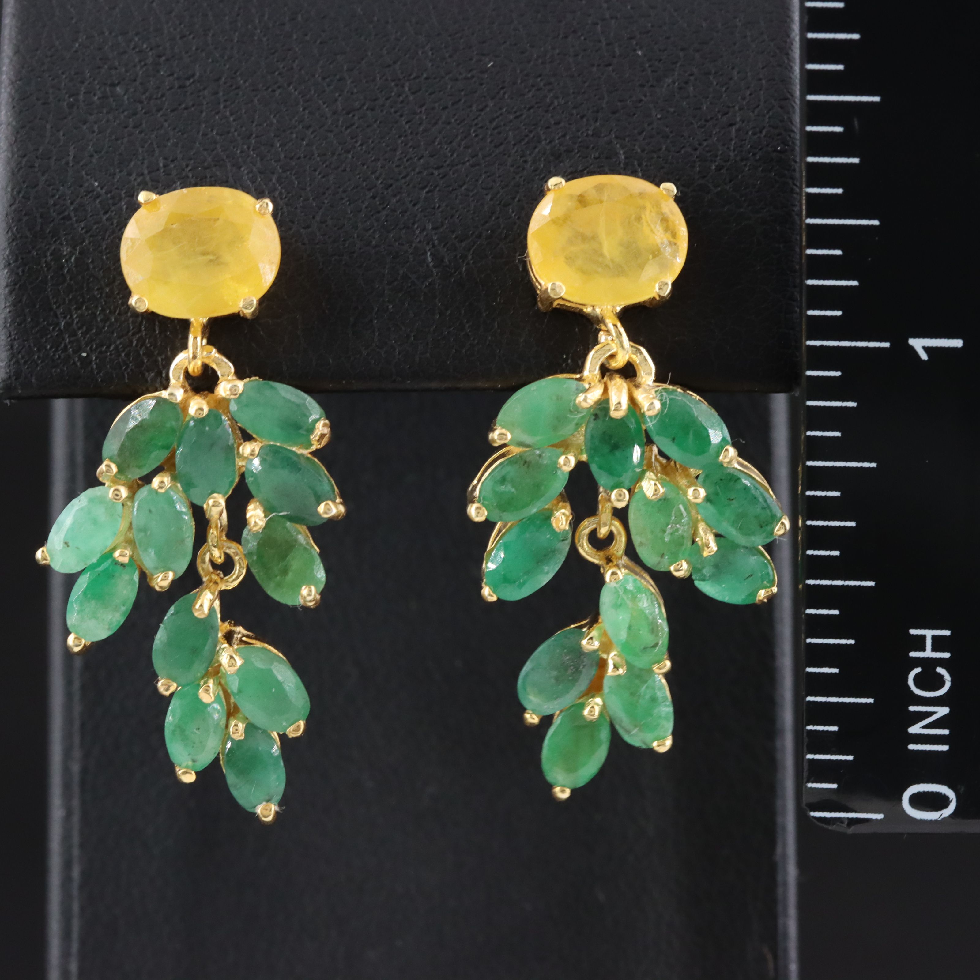 Sterling Sapphire and Emerald Drop Earrings