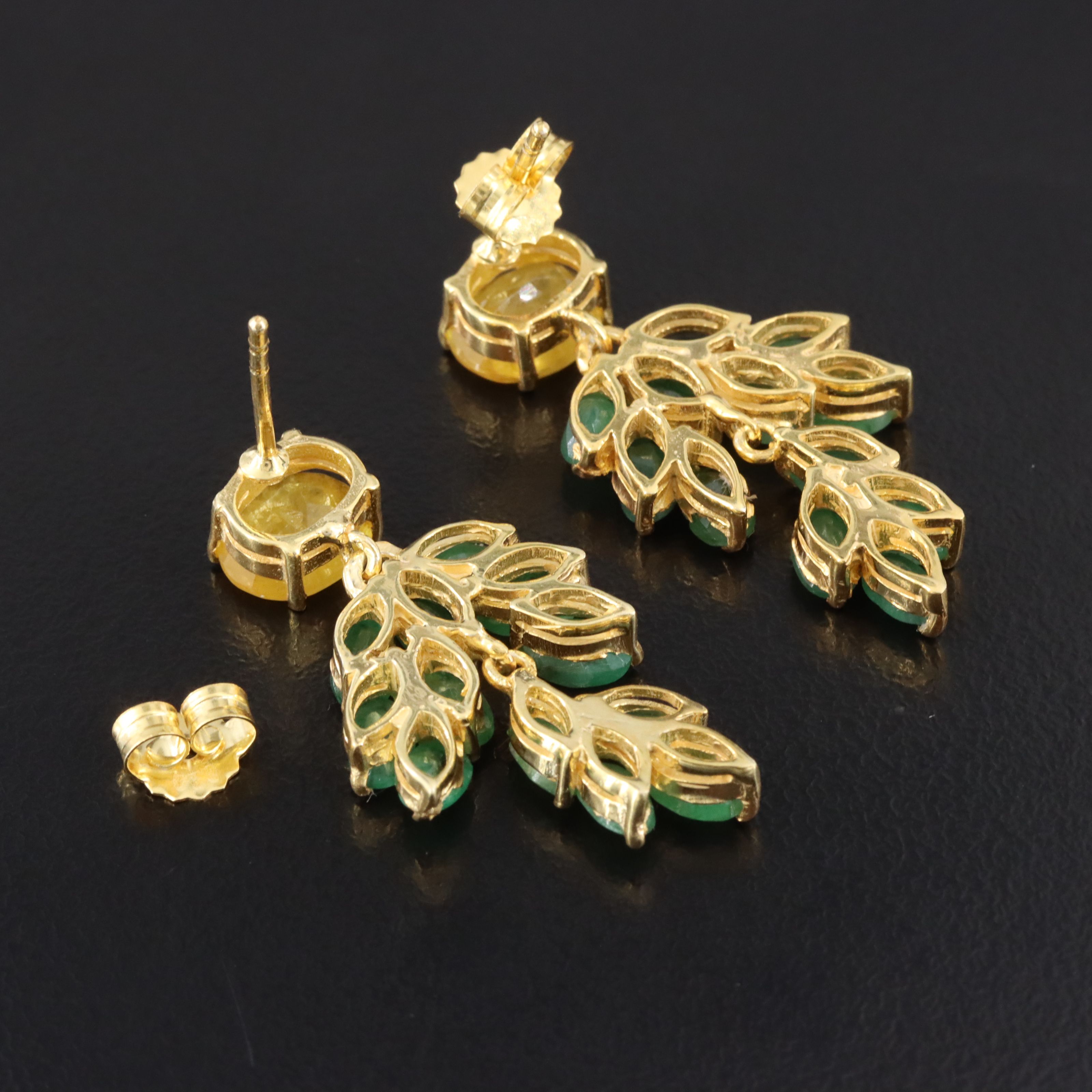 Sterling Sapphire and Emerald Drop Earrings