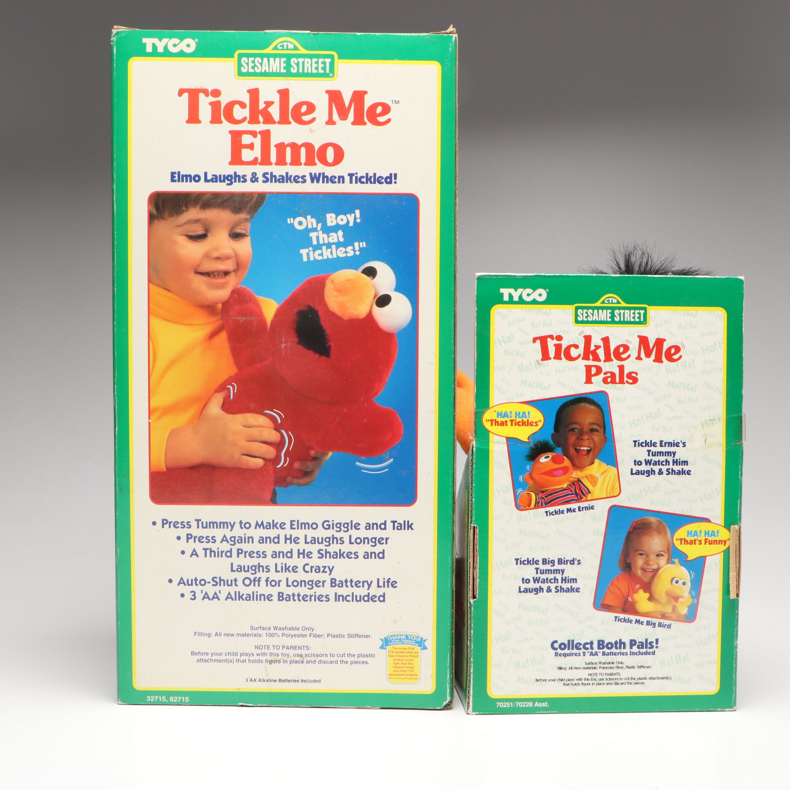 Tyco "Tickle Me Elmo" and "Tickle Me Ernie" Electronic Toys, 1996