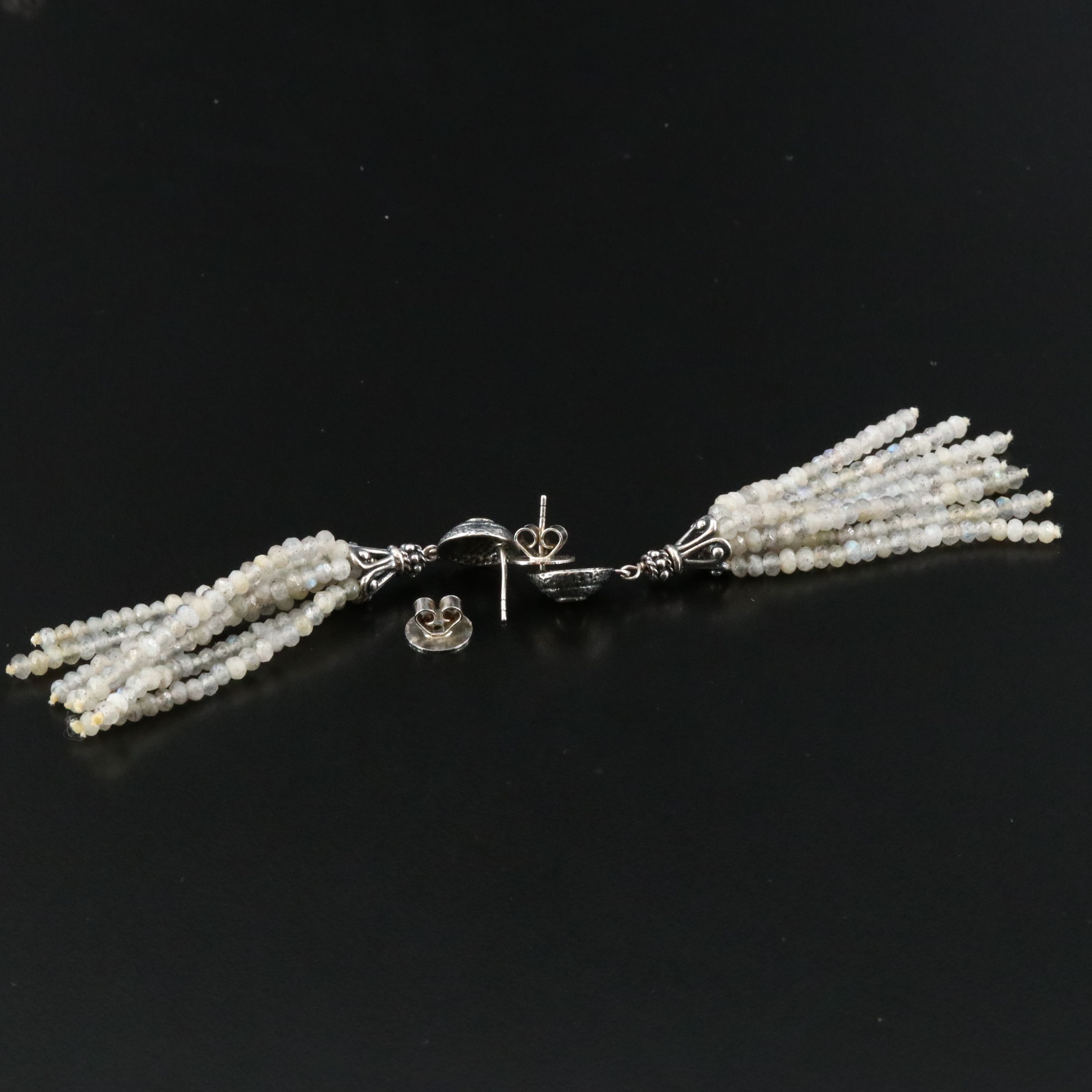 Labradorite and Pearl Sterling Tiered Necklace and Amy Kahn Russell Earrings