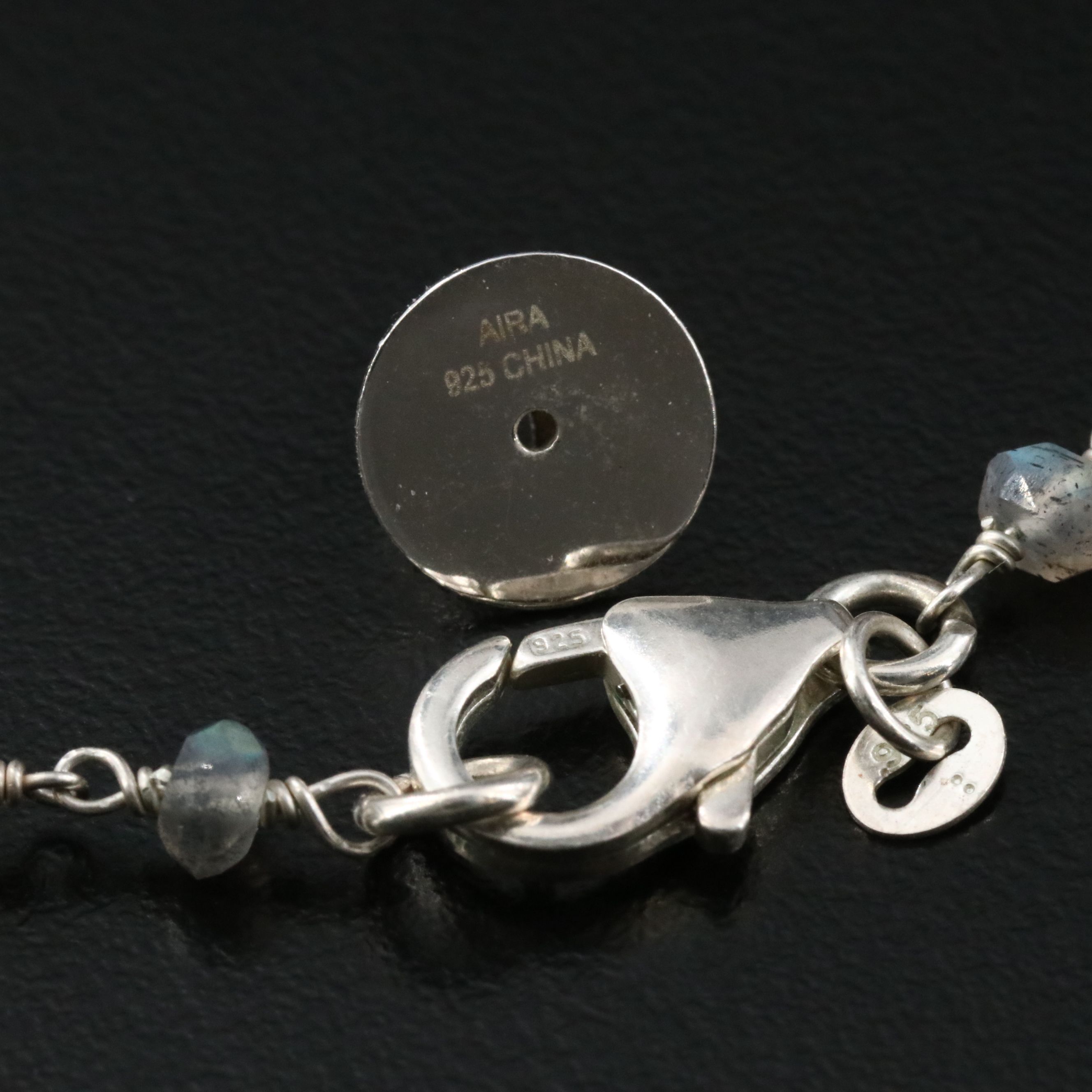 Labradorite and Pearl Sterling Tiered Necklace and Amy Kahn Russell Earrings