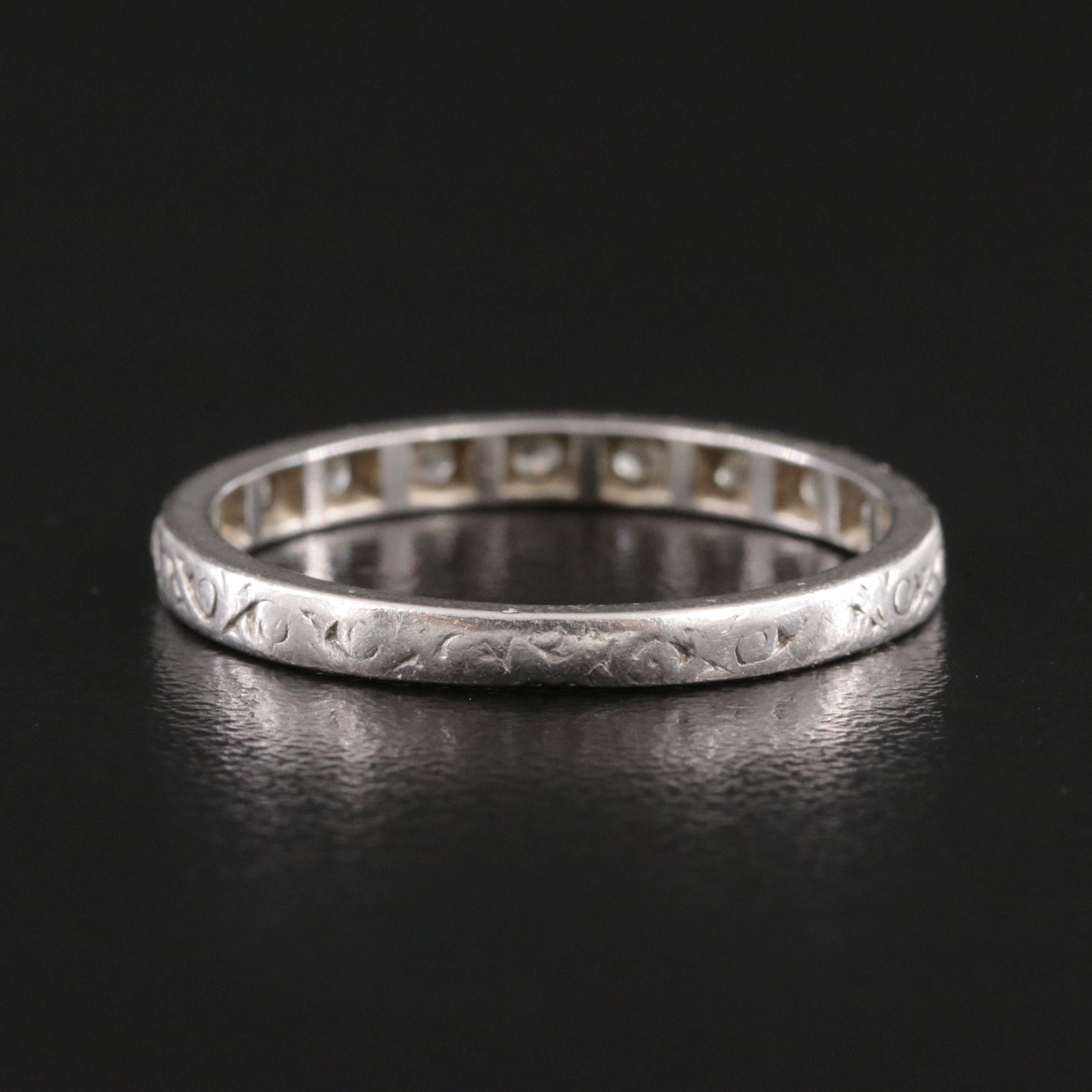 Platinum 0.31 CTW Diamond Scroll Patterned Band