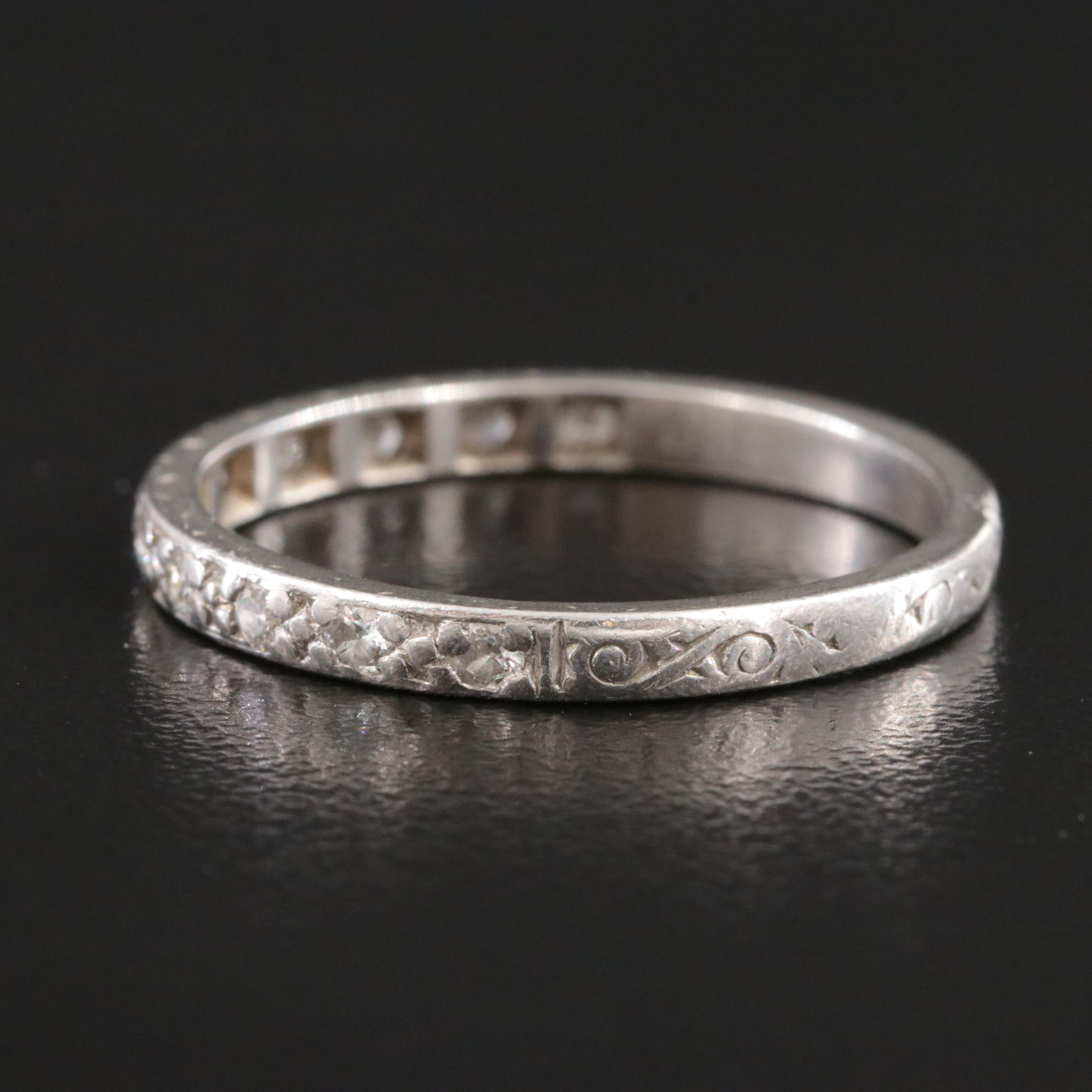Platinum 0.31 CTW Diamond Scroll Patterned Band