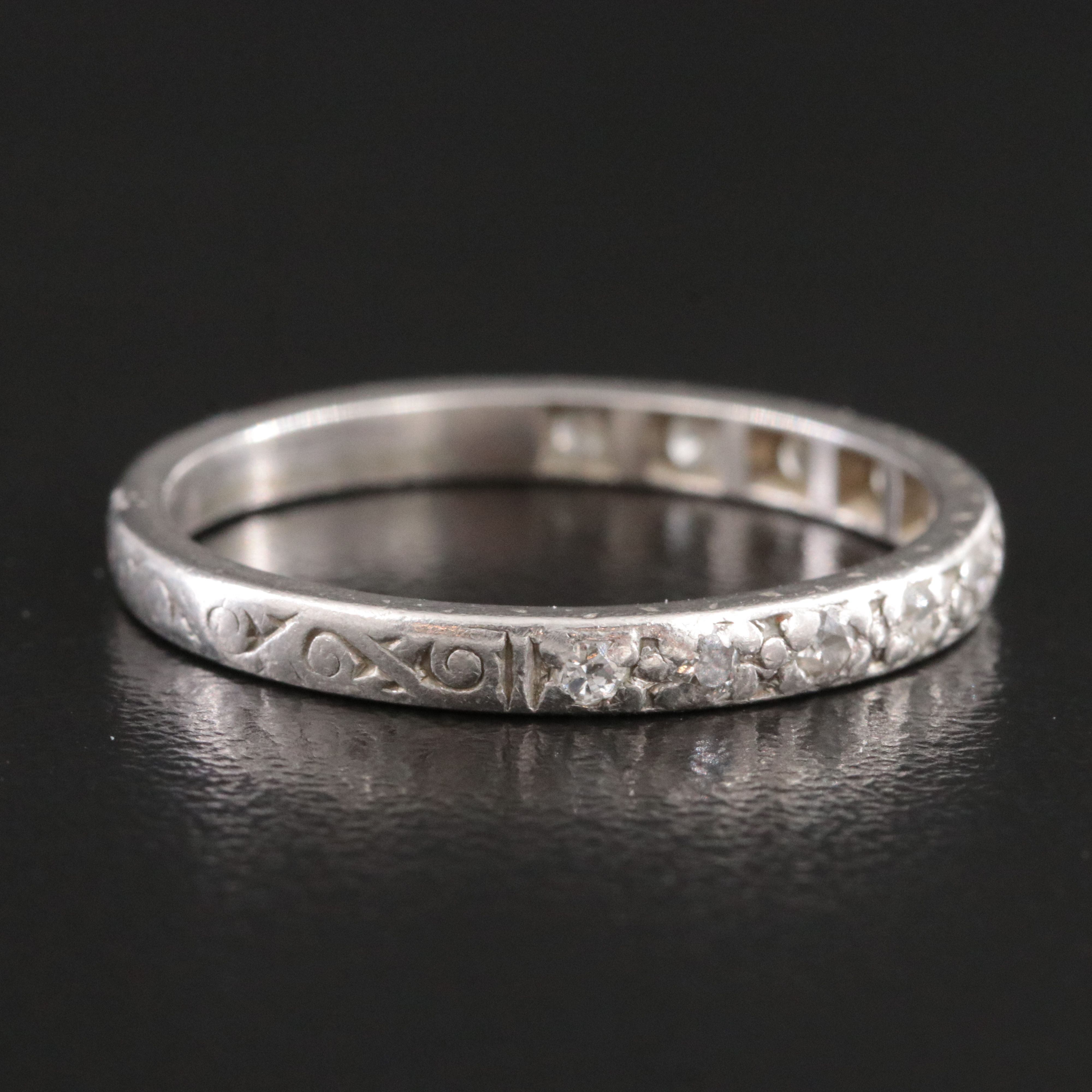 Platinum 0.31 CTW Diamond Scroll Patterned Band