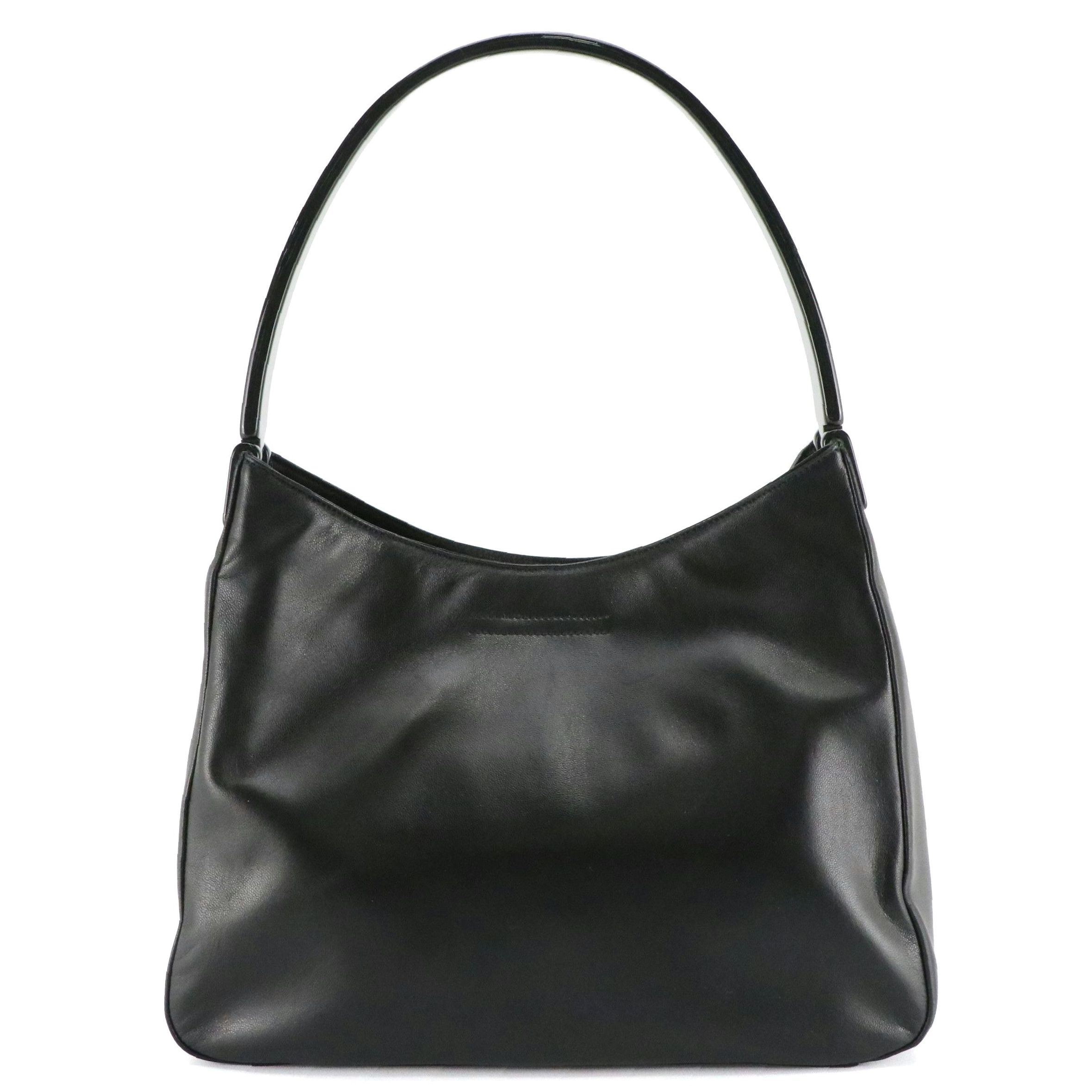 Prada Metal Strap Hobo Shoulder Bag in Black Nappa Leather