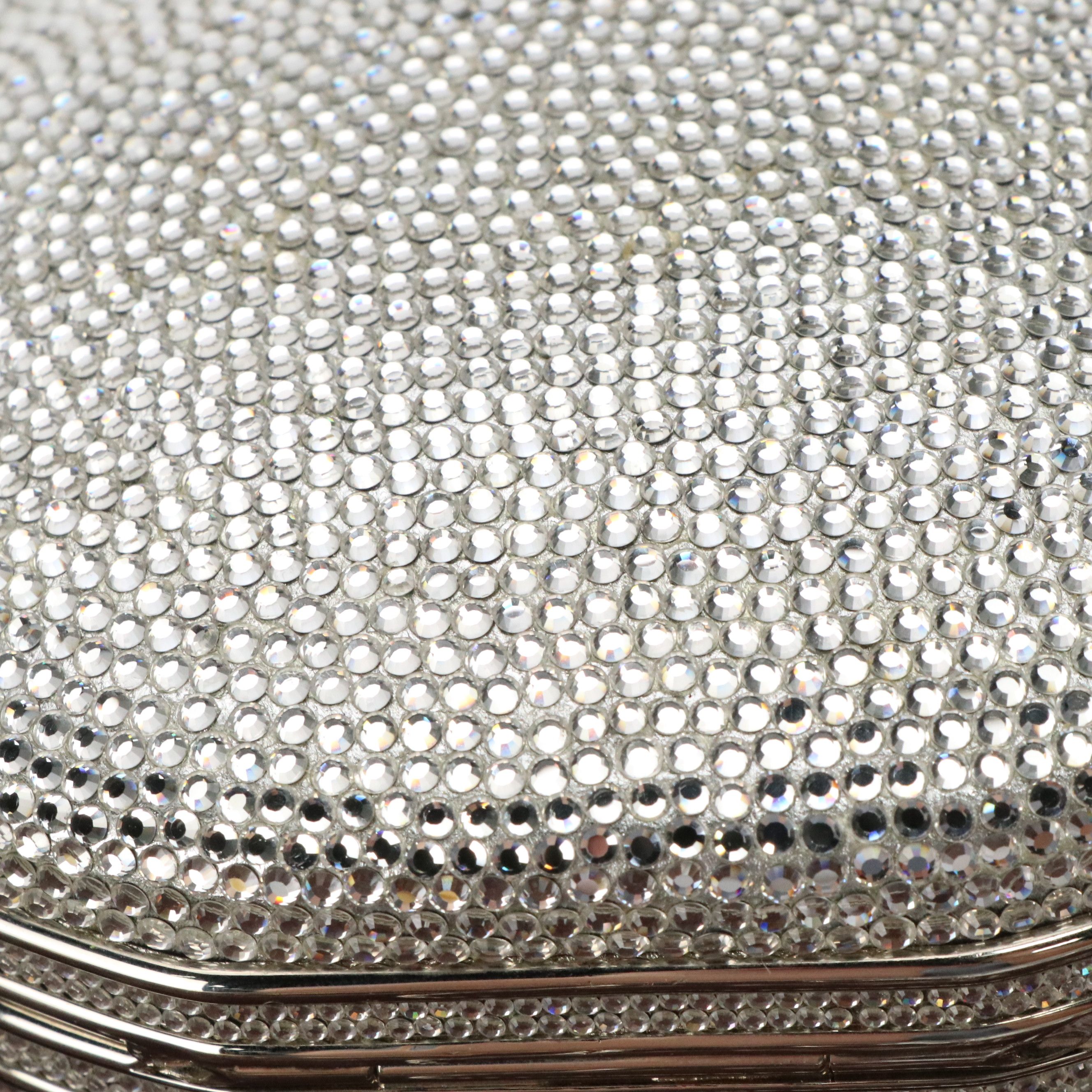 Judith Leiber Crystal Minaudière with Gemstone Clasp and Accessories