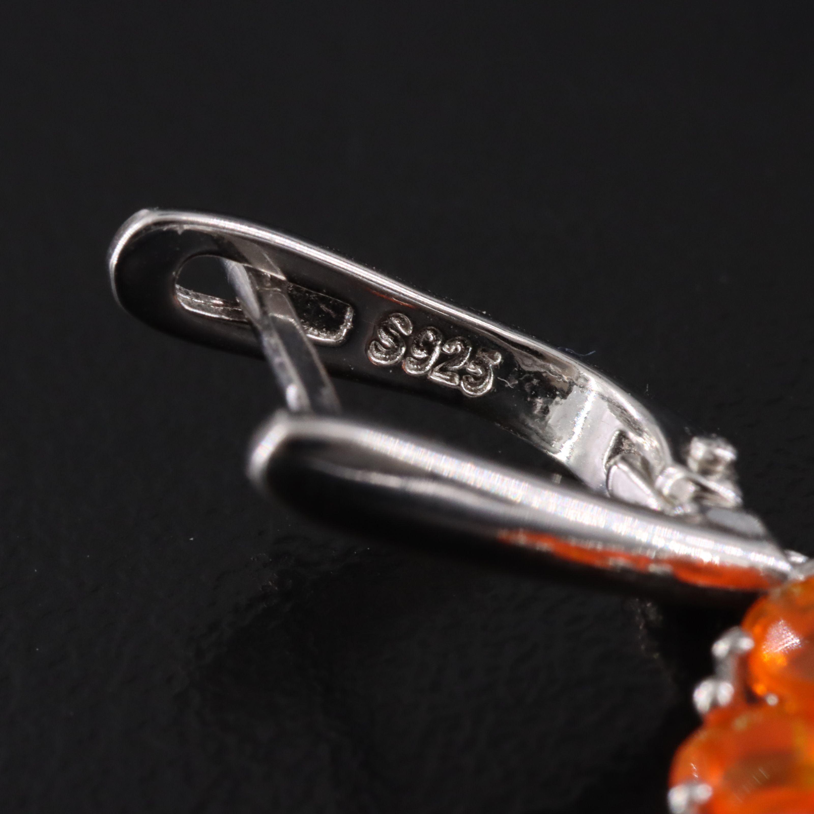 Sterling Fire Opal Drop Earrings