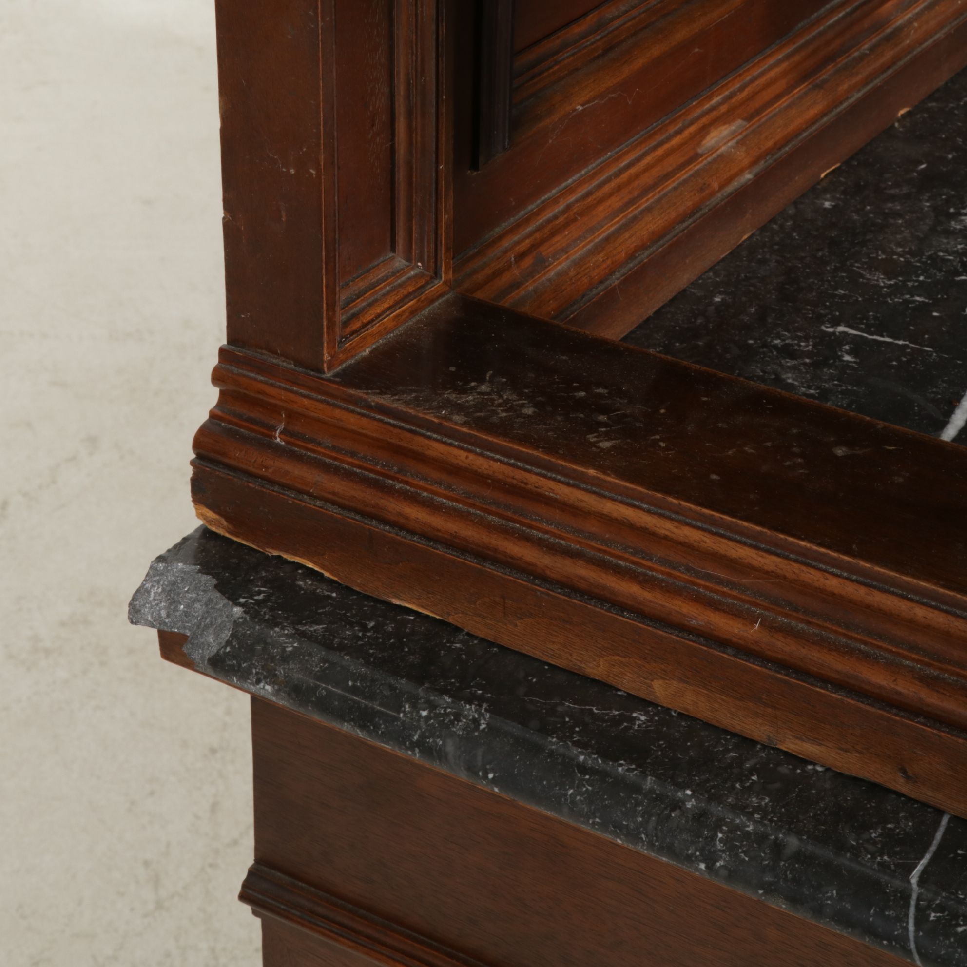 Victorian Walnut Marble Top Sideboard and Hutch, Early 20th Century