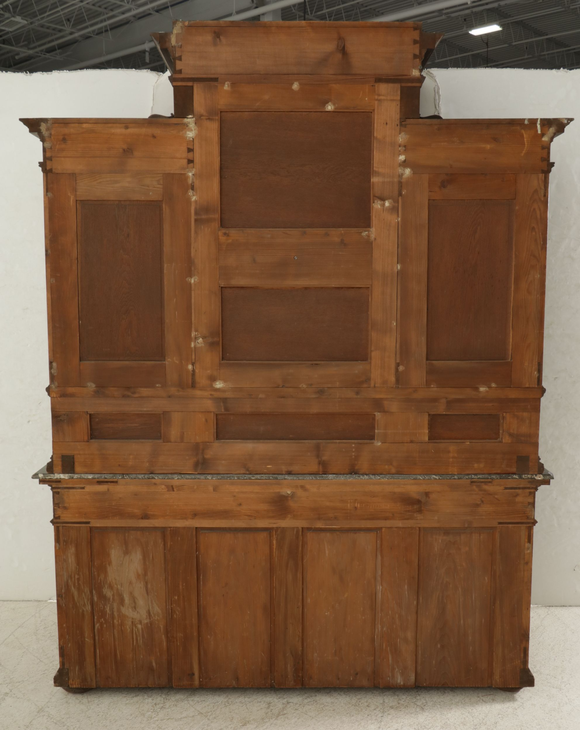 Victorian Walnut Marble Top Sideboard and Hutch, Early 20th Century