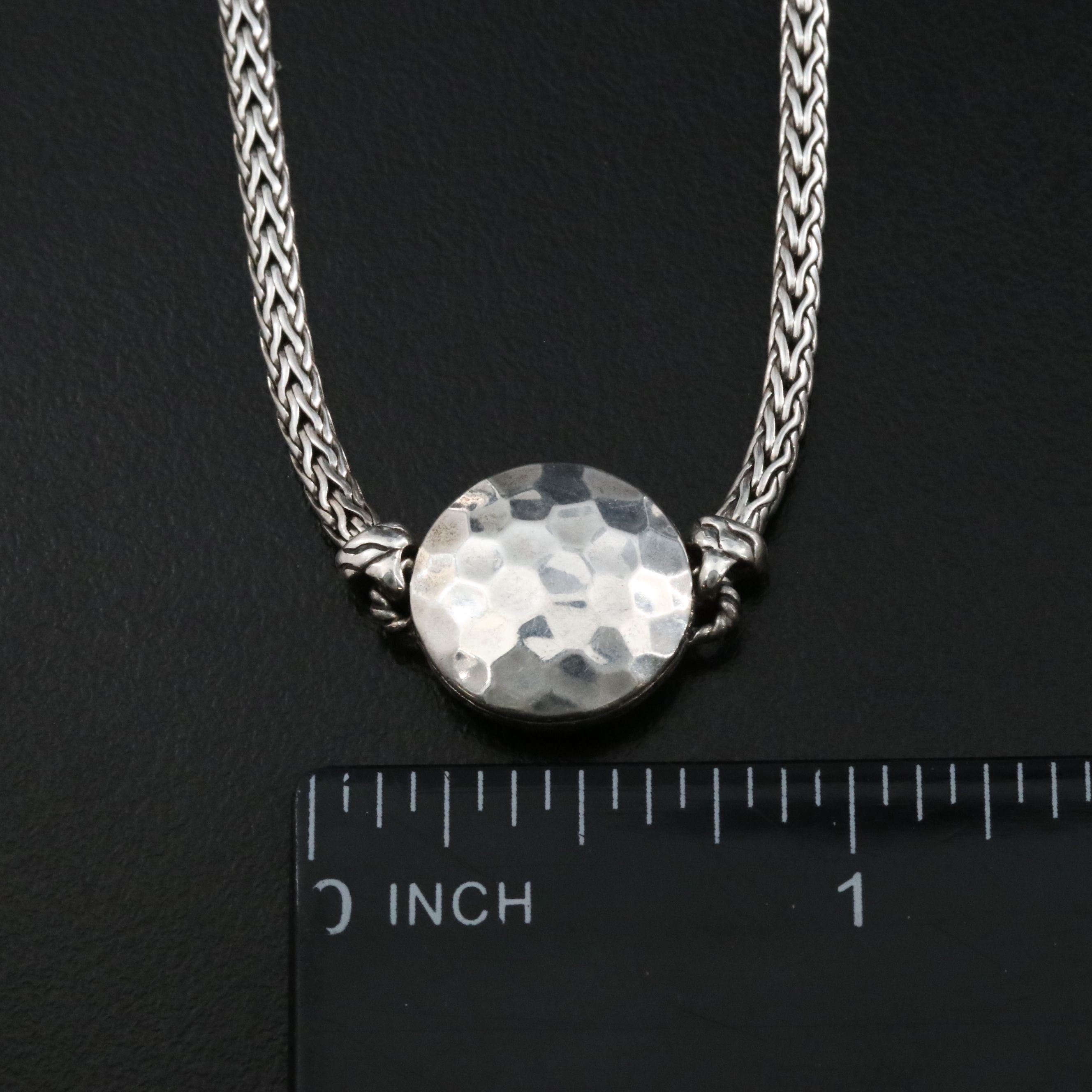 John Hardy Palu Sterling Hammered Disc Station Necklace
