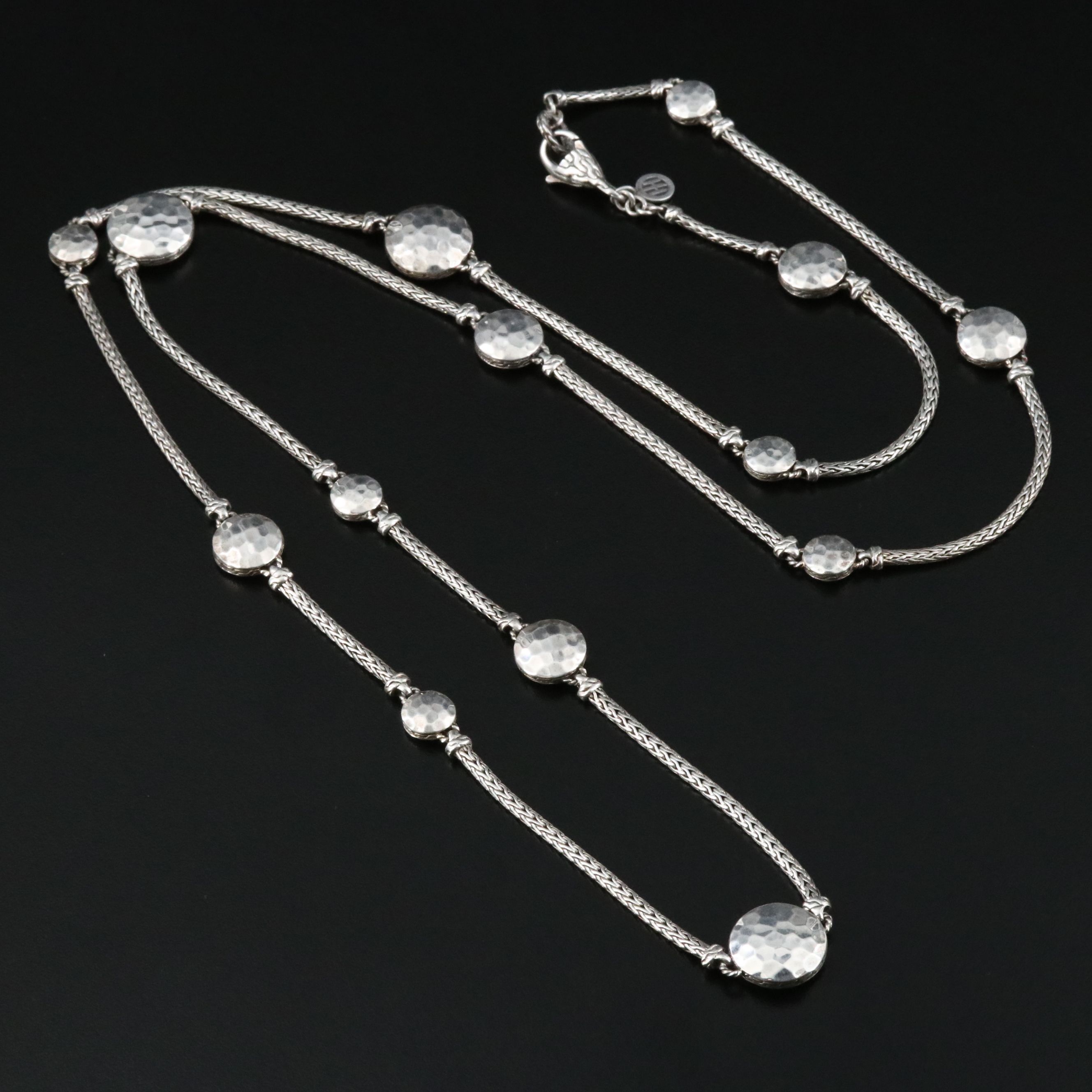 John Hardy Palu Sterling Hammered Disc Station Necklace