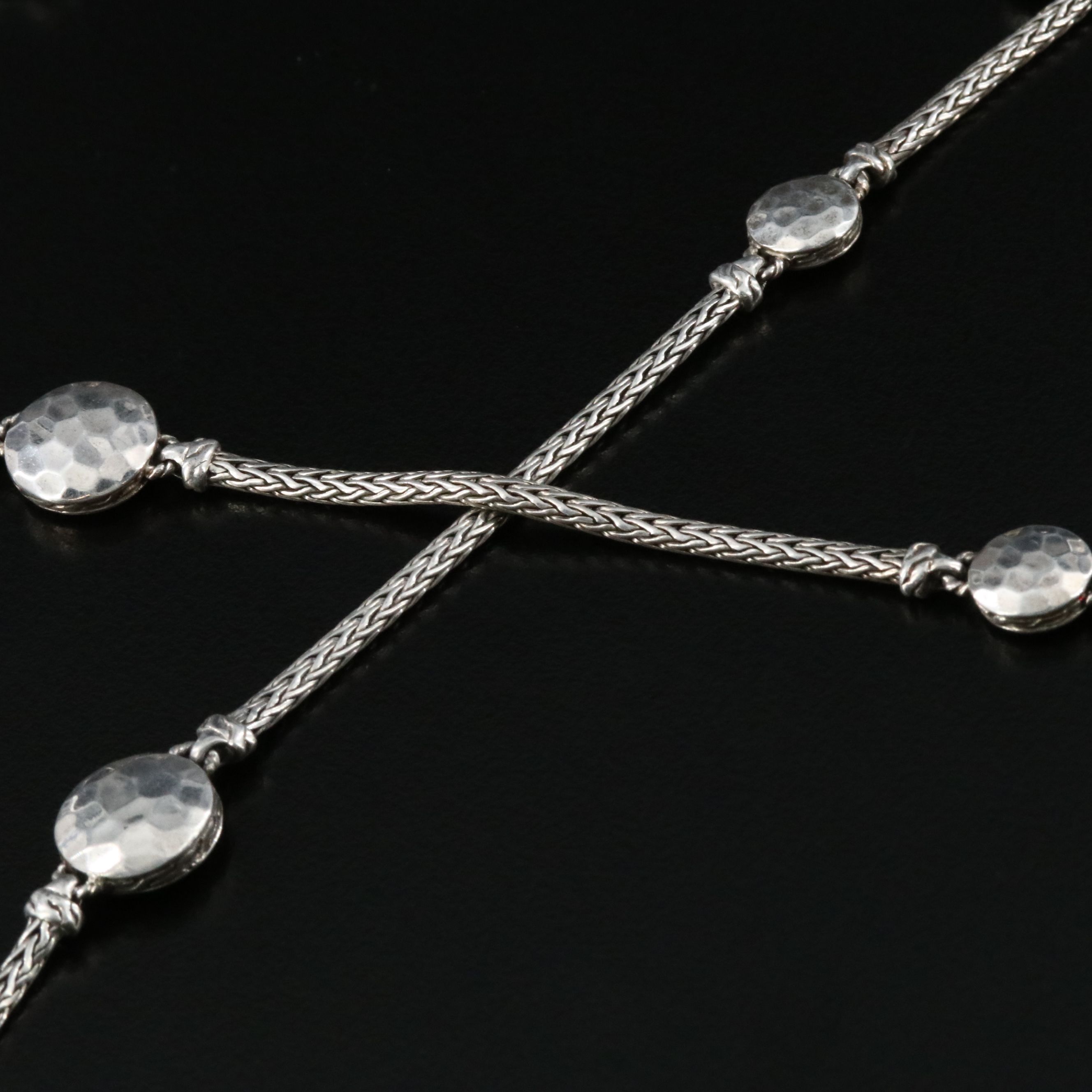 John Hardy Palu Sterling Hammered Disc Station Necklace
