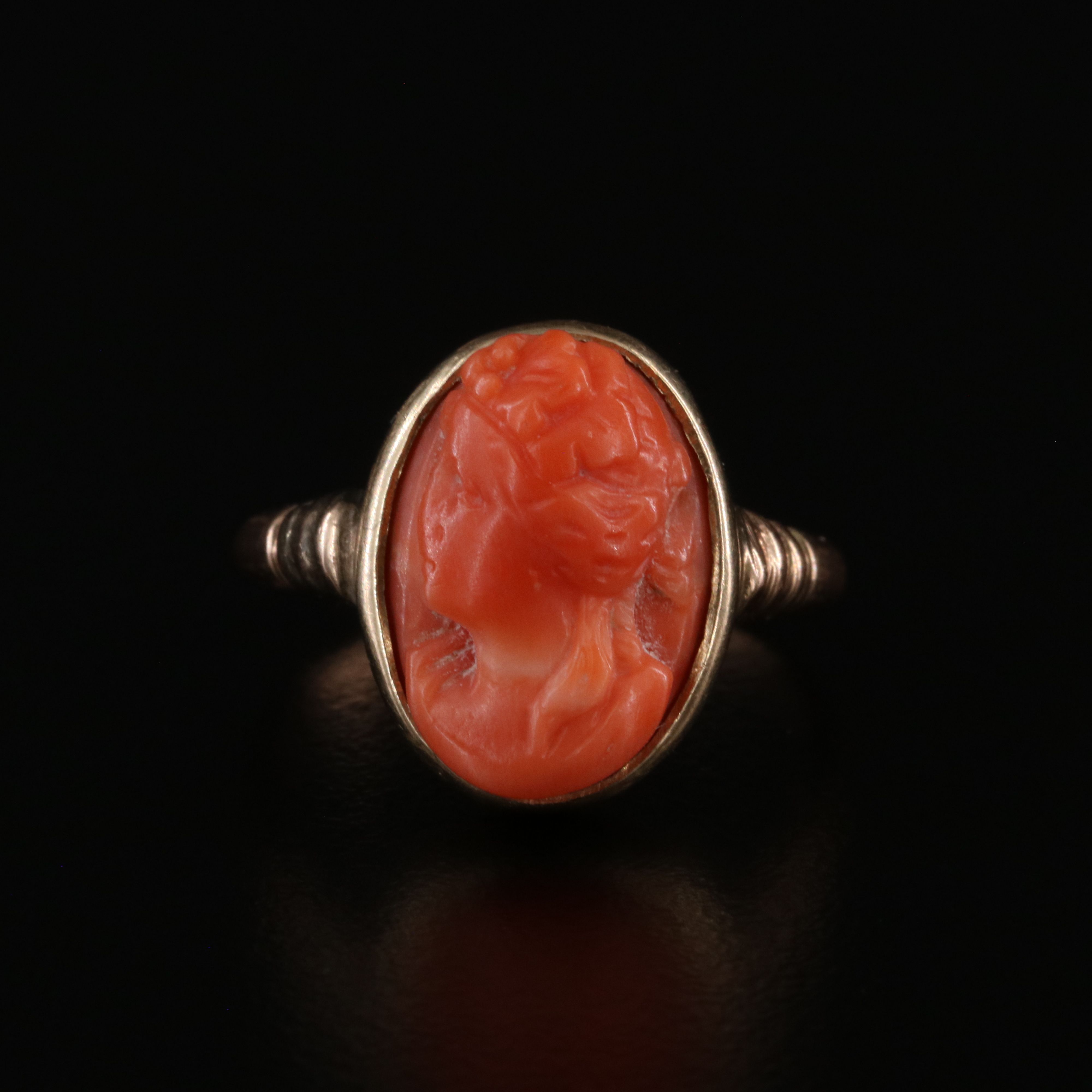 Victorian 10K Coral Cameo Ring