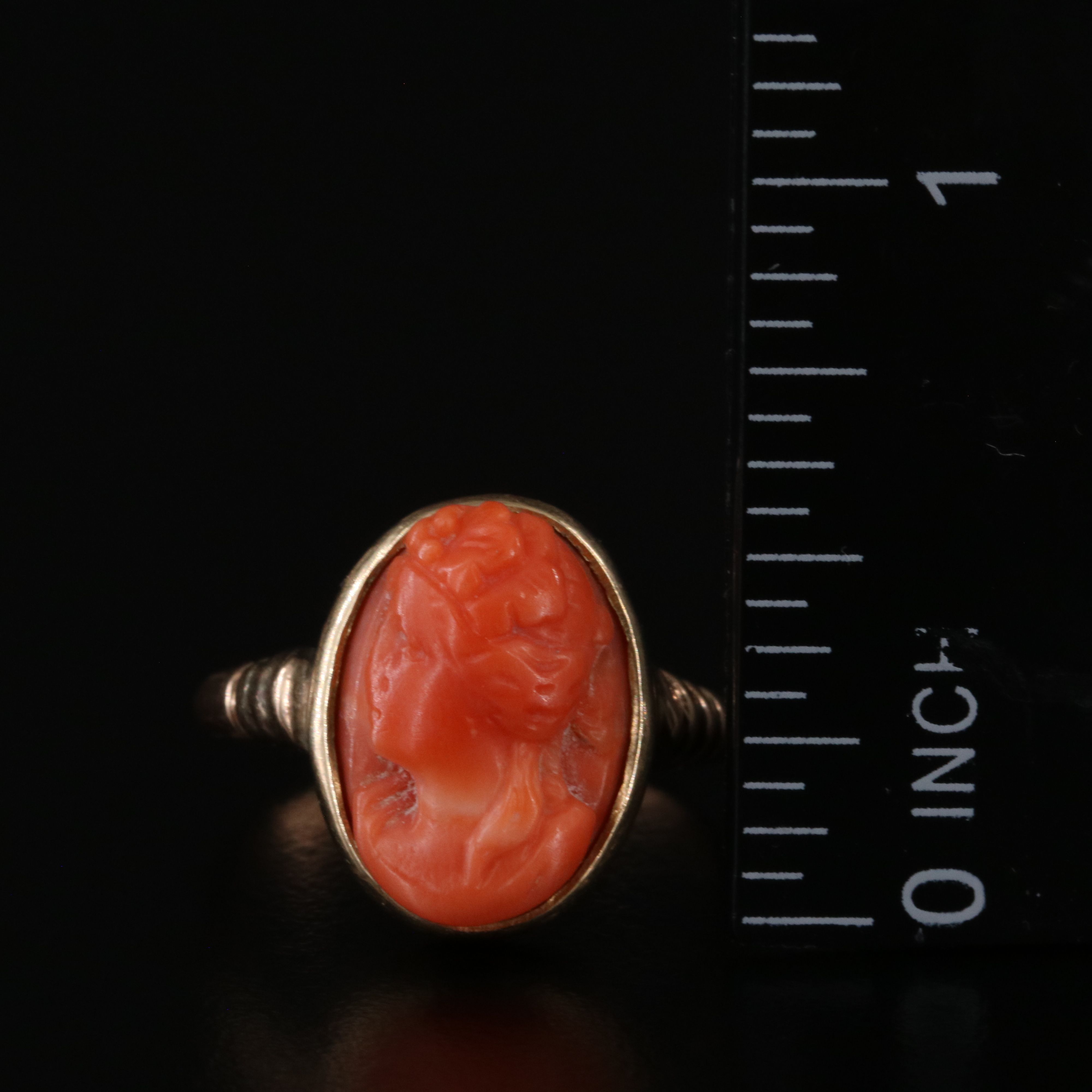 Victorian 10K Coral Cameo Ring