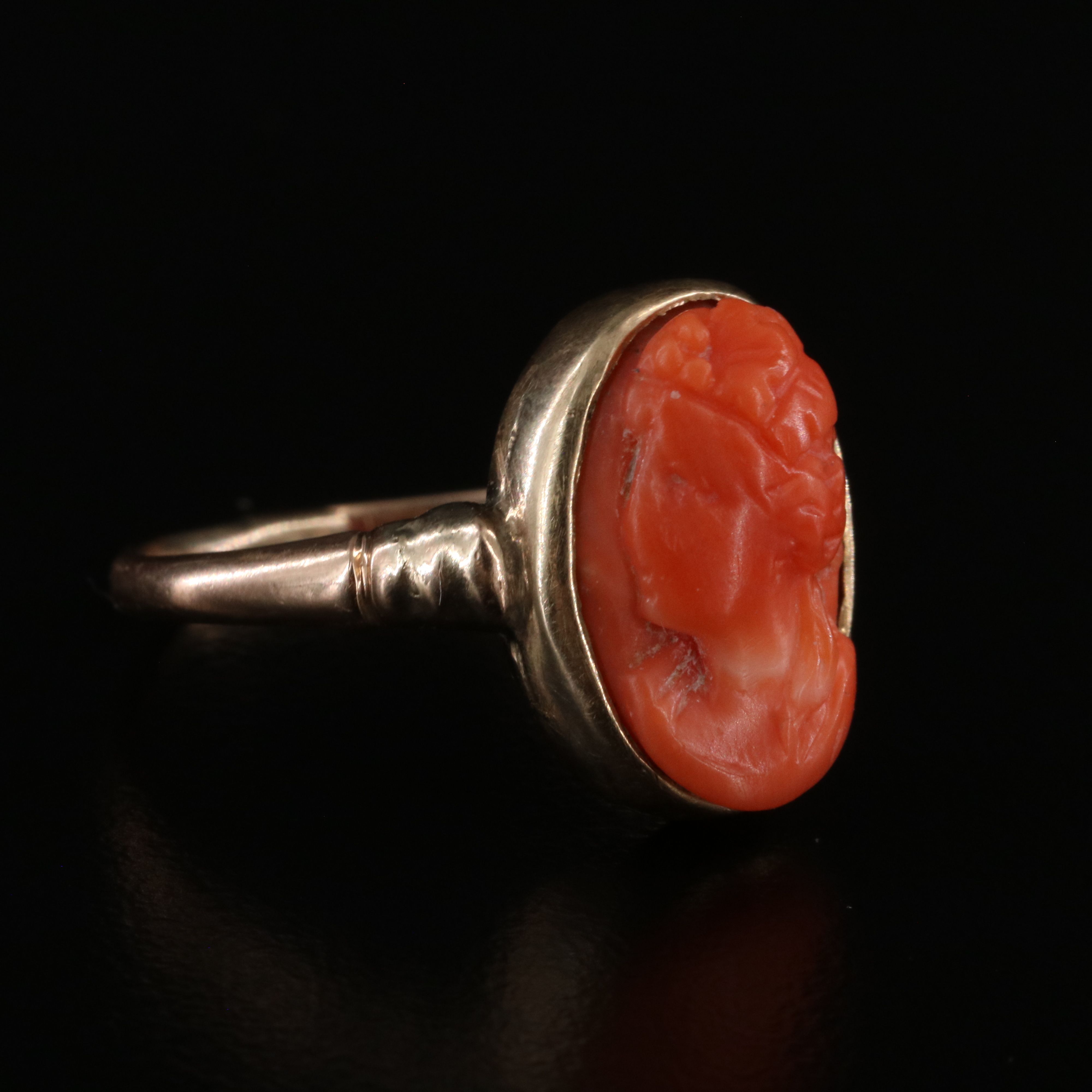 Victorian 10K Coral Cameo Ring