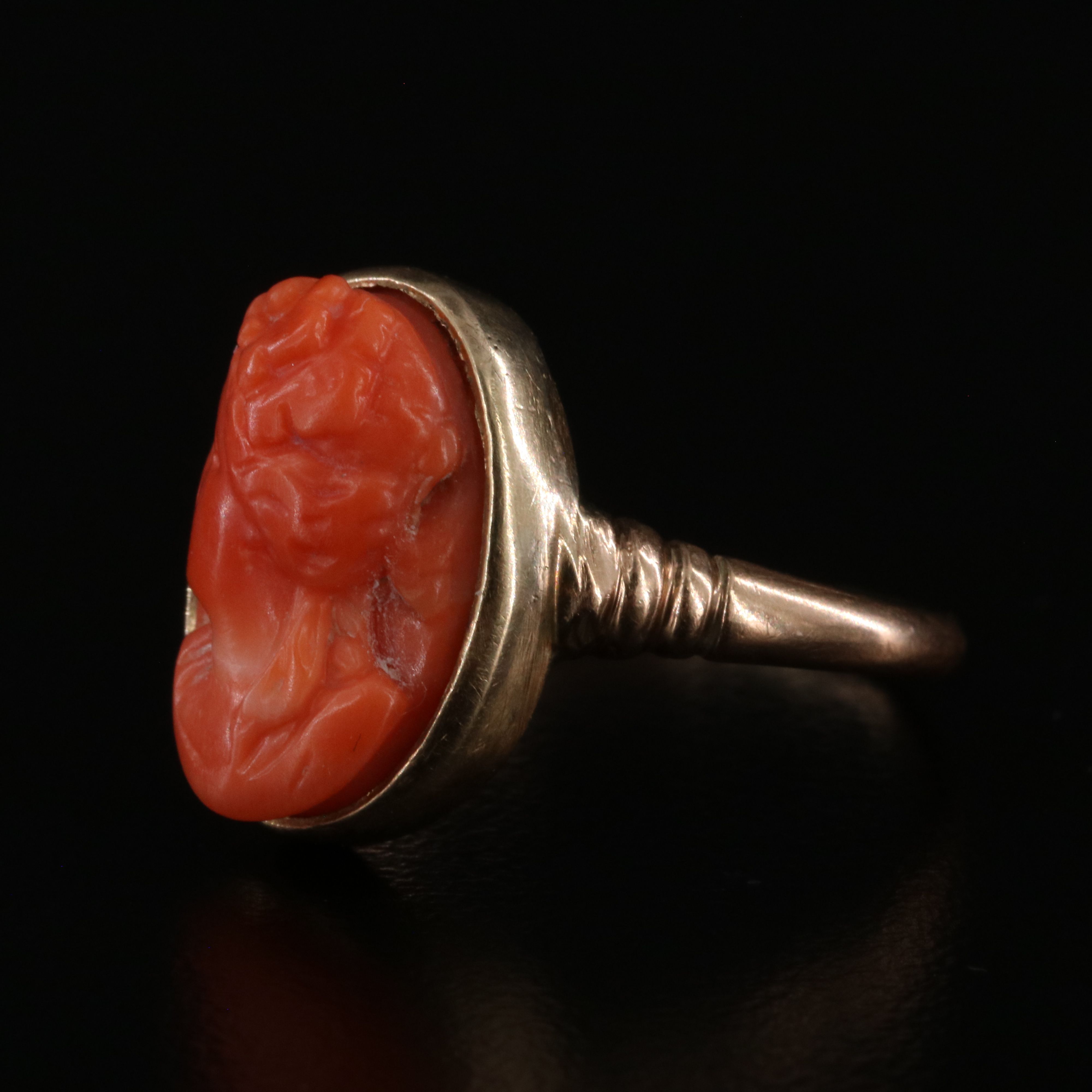 Victorian 10K Coral Cameo Ring