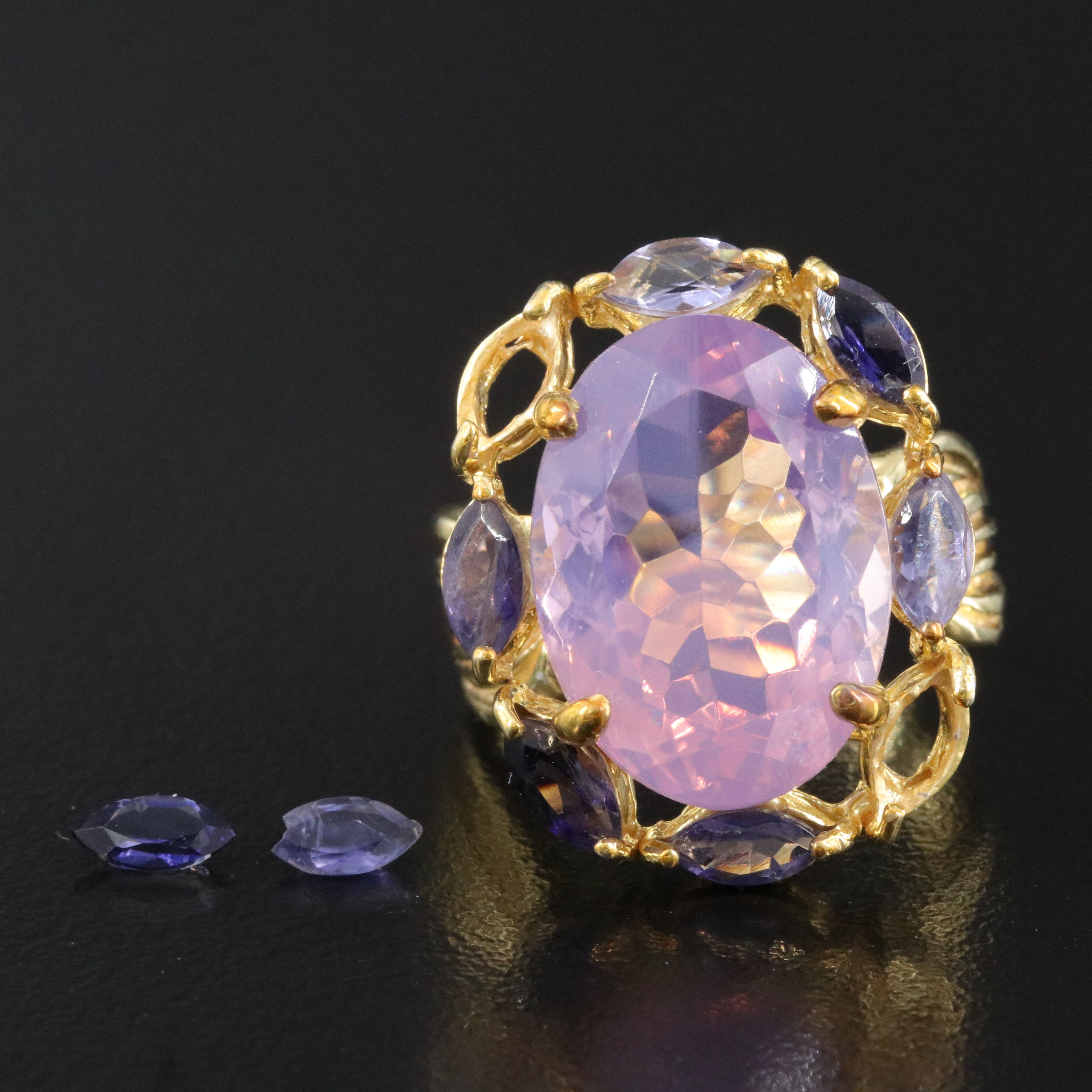 Sterling Amethyst, Iolite and Tanzanite Ring