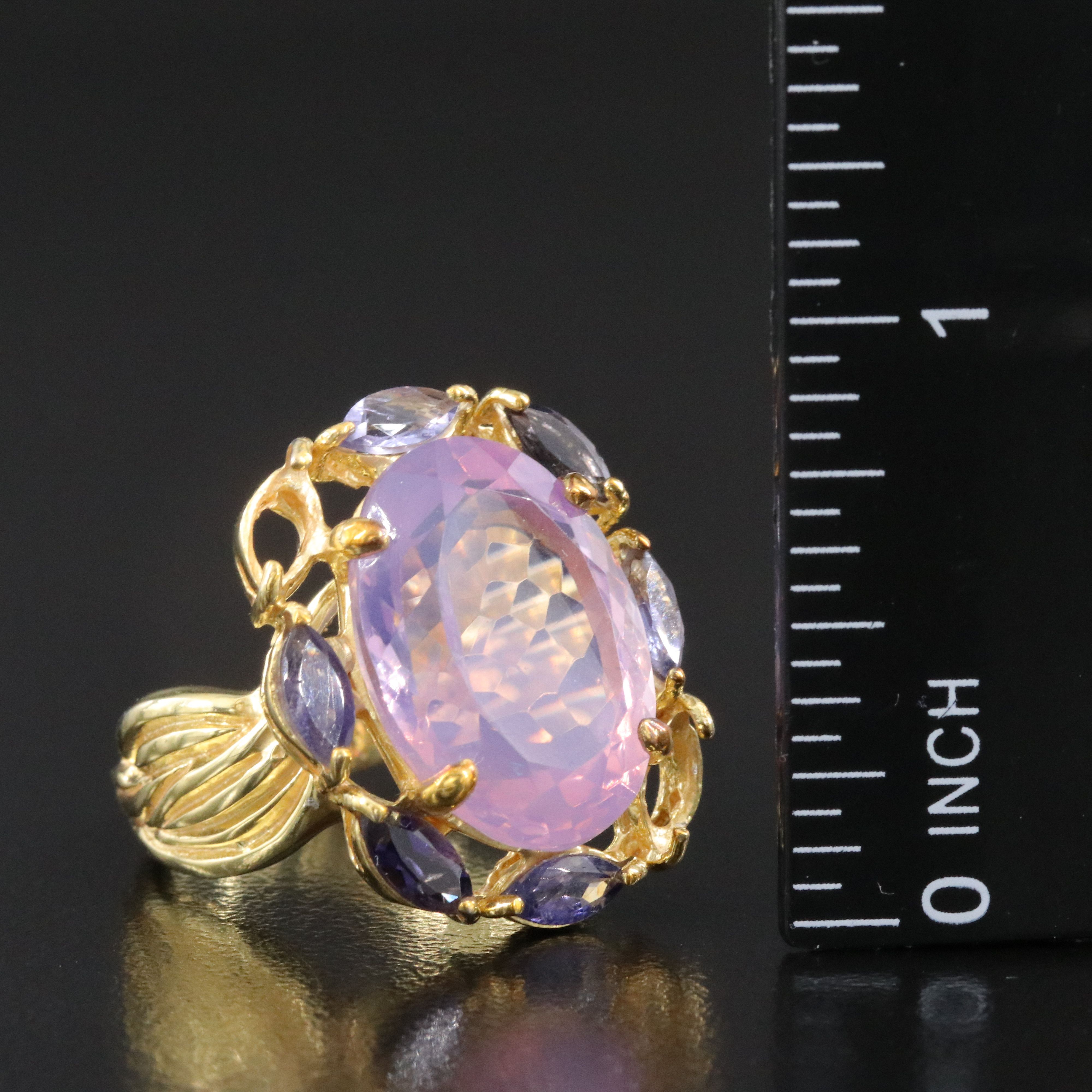 Sterling Amethyst, Iolite and Tanzanite Ring