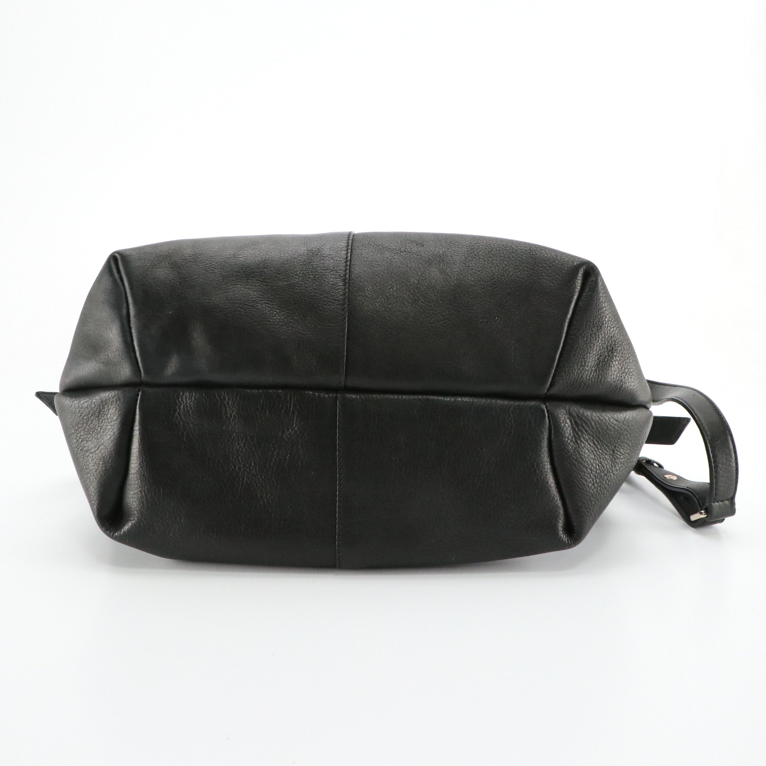 Cole Haan Black Grained Leather Two-Way Hobo Tote Bag