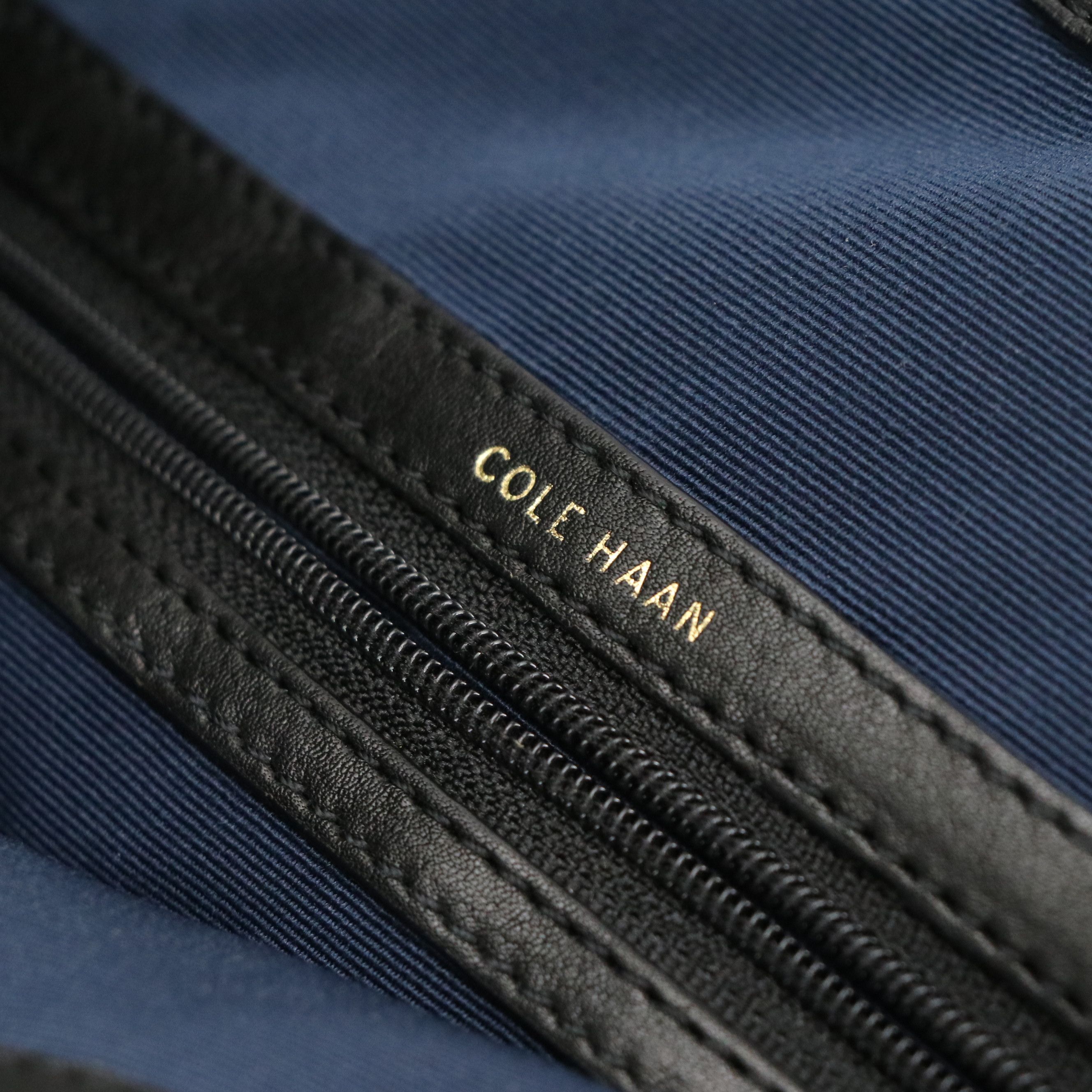 Cole Haan Black Grained Leather Two-Way Hobo Tote Bag