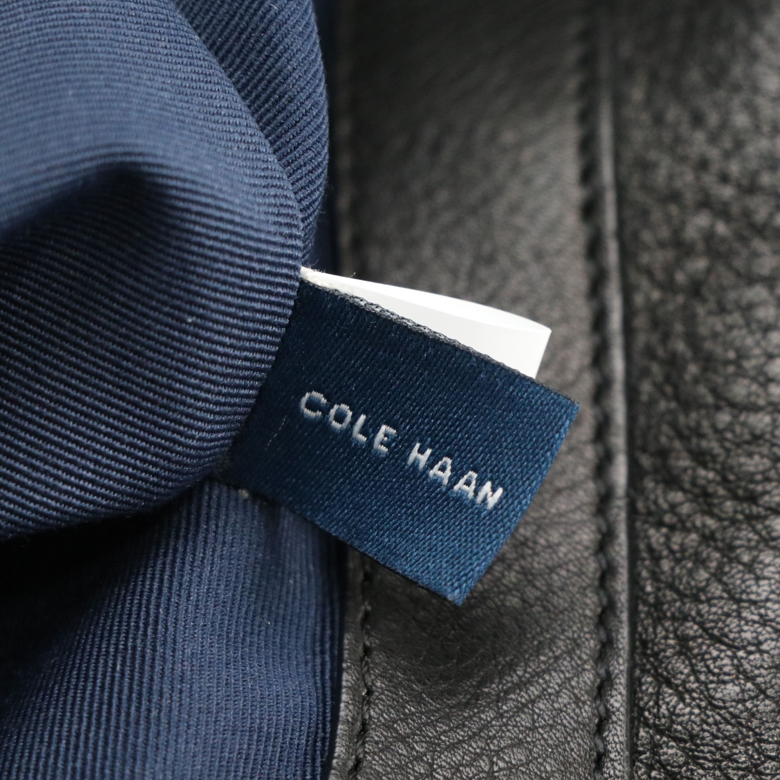 Cole Haan Black Grained Leather Two-Way Hobo Tote Bag