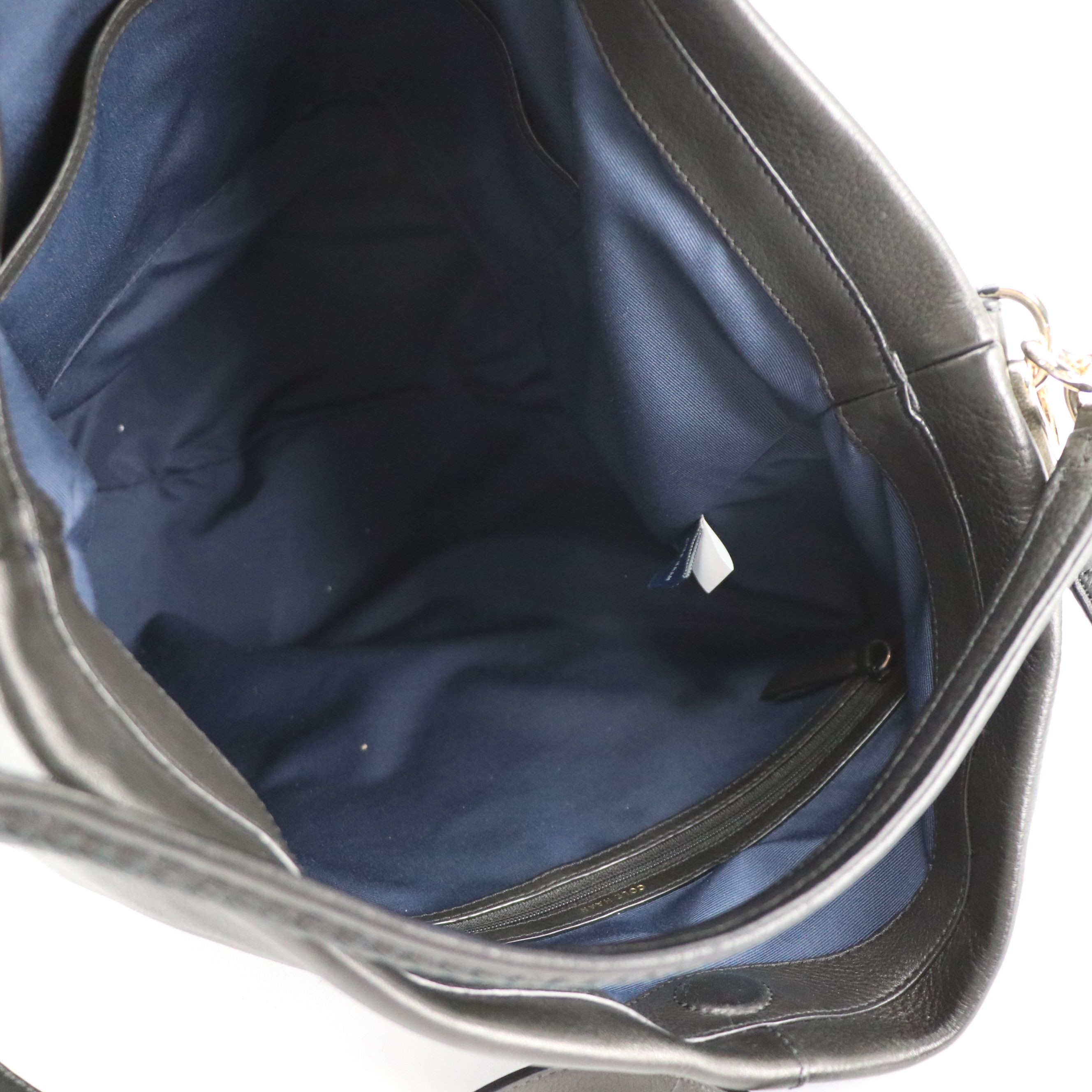 Cole Haan Black Grained Leather Two-Way Hobo Tote Bag