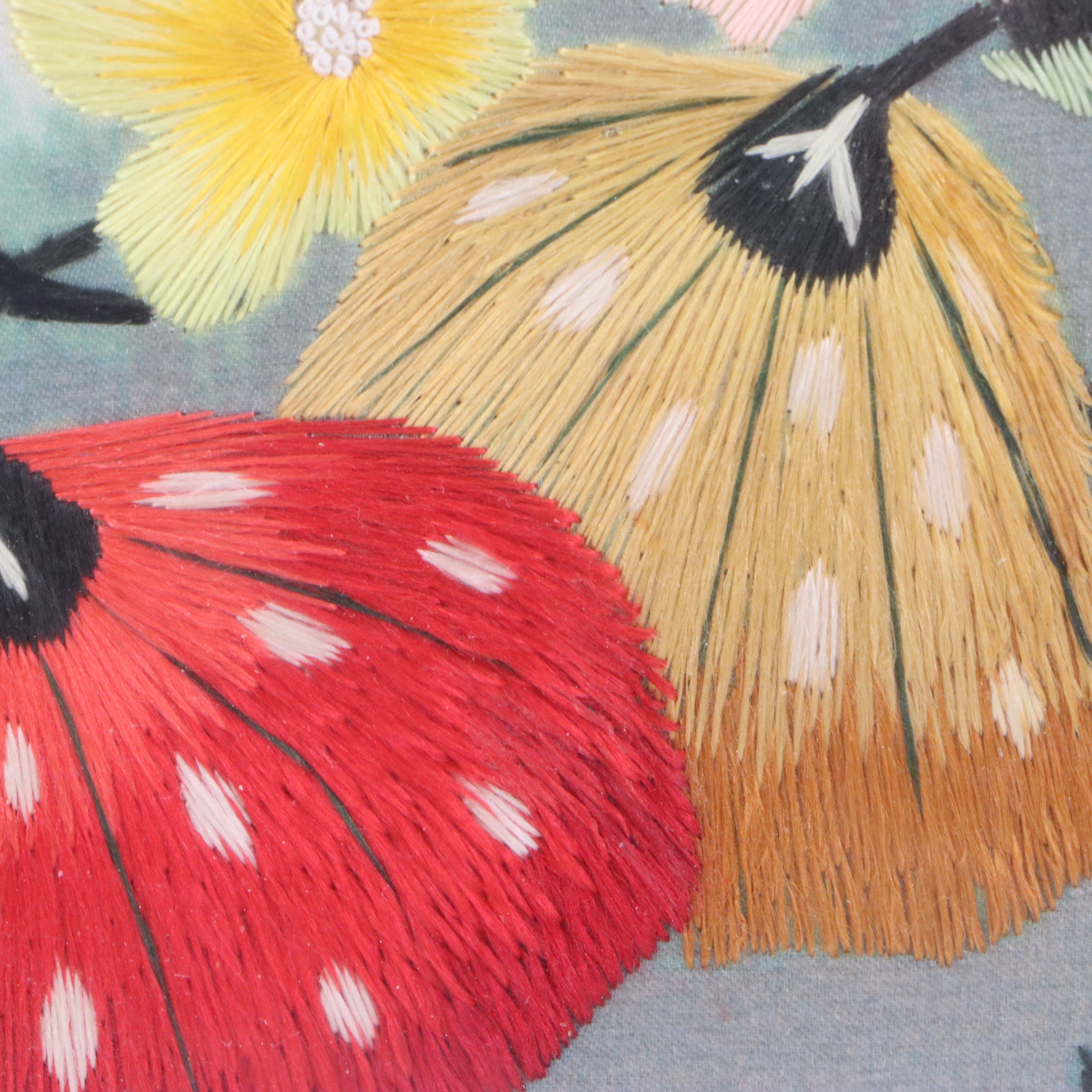 Chinese School Embroidery of Pumpkins with Squirrels