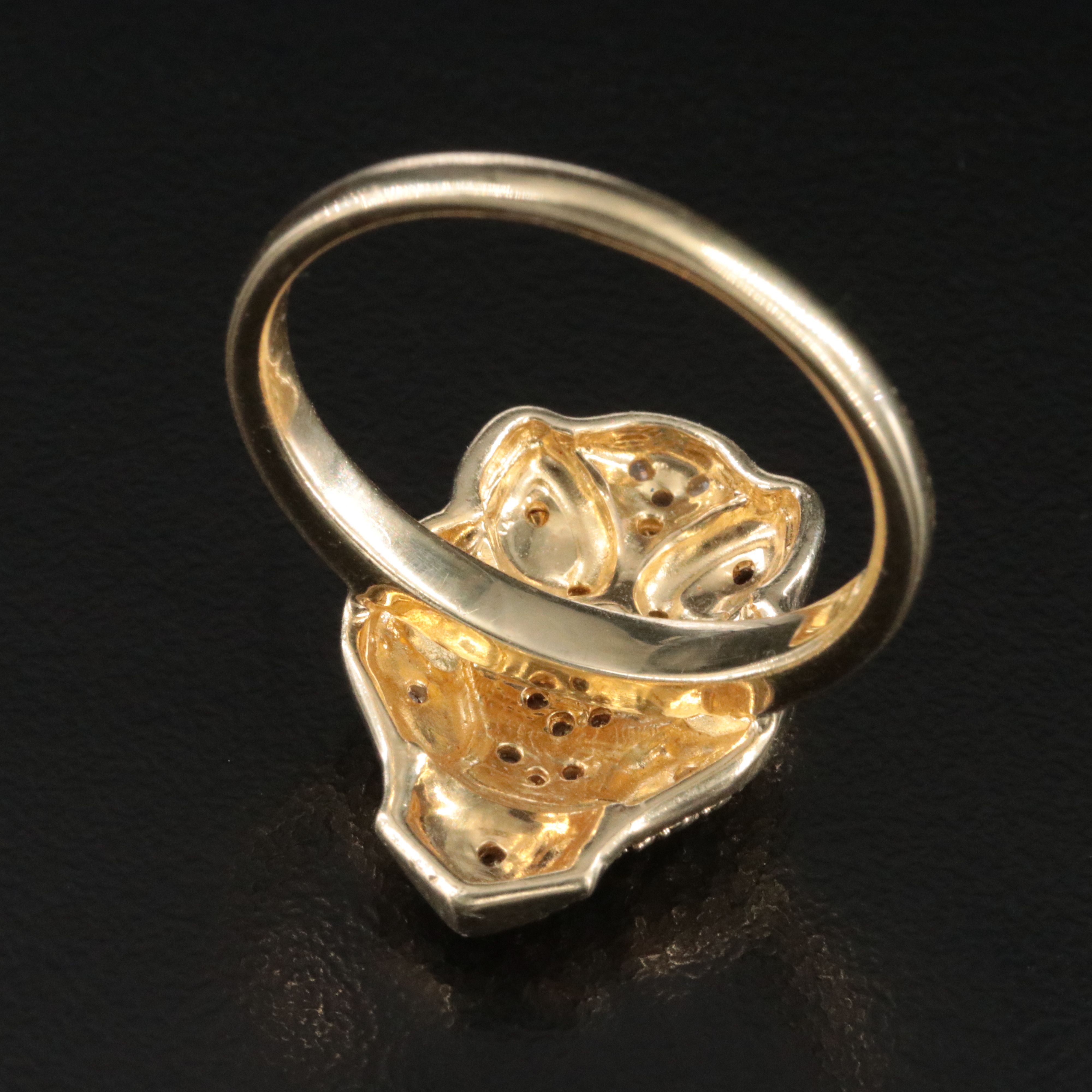 Sterling Diamond Owl Ring with Fancy Color Diamonds