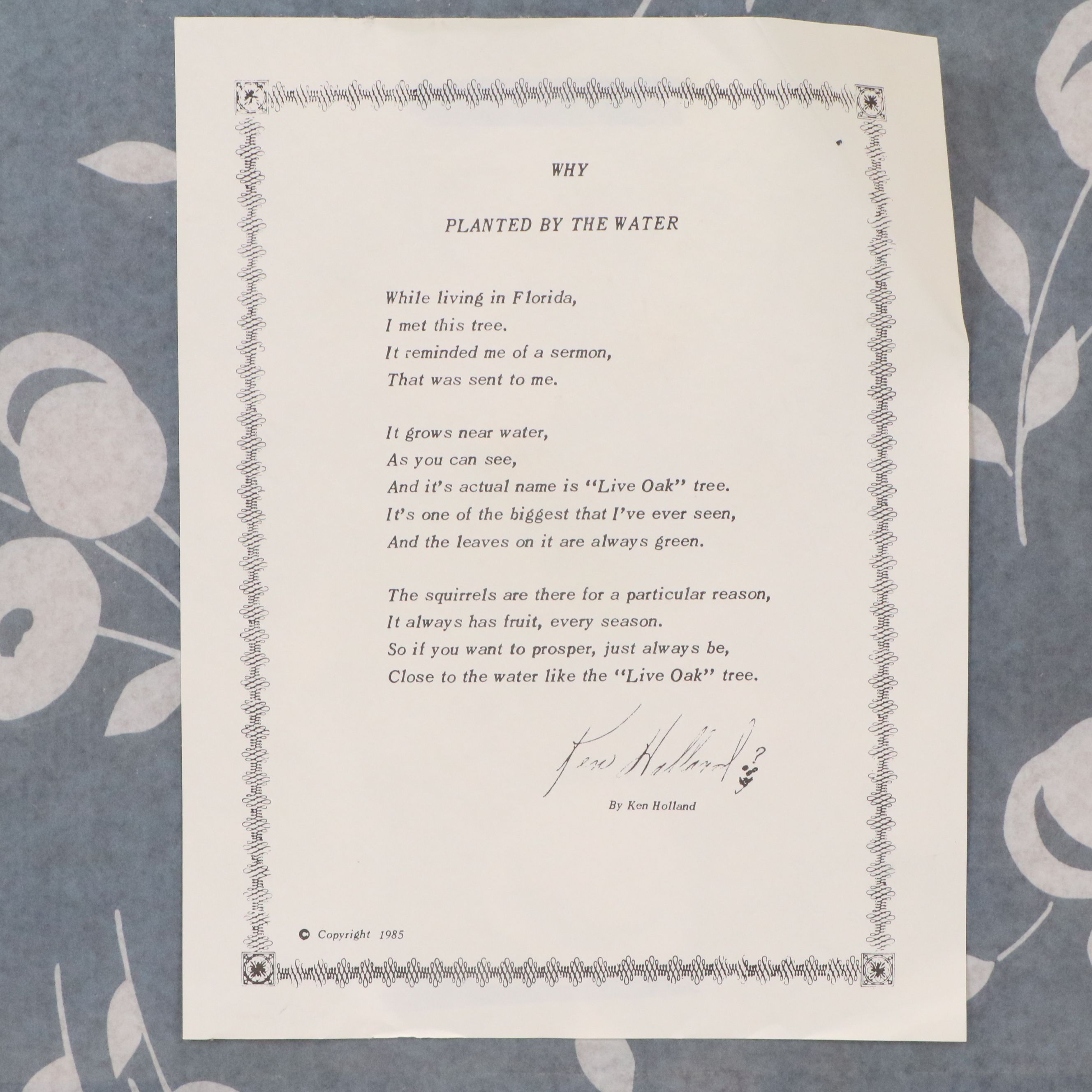 Ken Holland Offset Lithograph "Planted By the Water," 1985