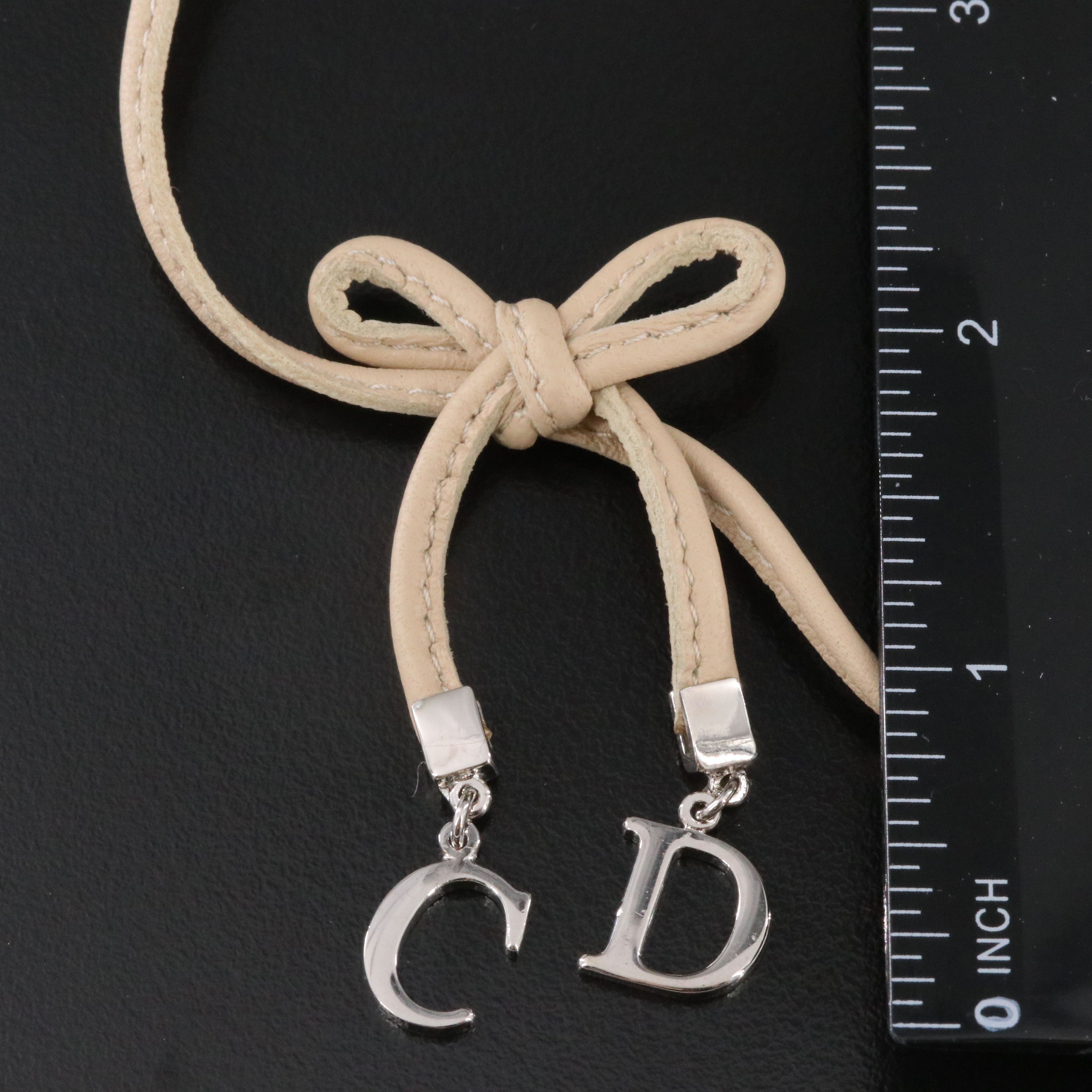 Christian Dior CD Bow Leather Choker Necklace