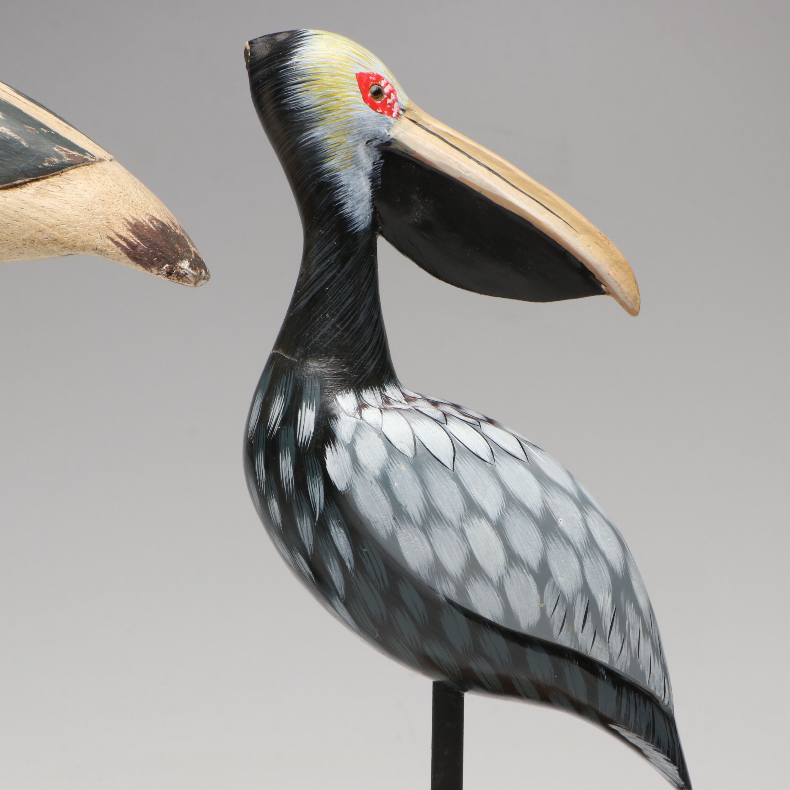 Hand-Painted Carved Wood Heron and More Bird Sculptures