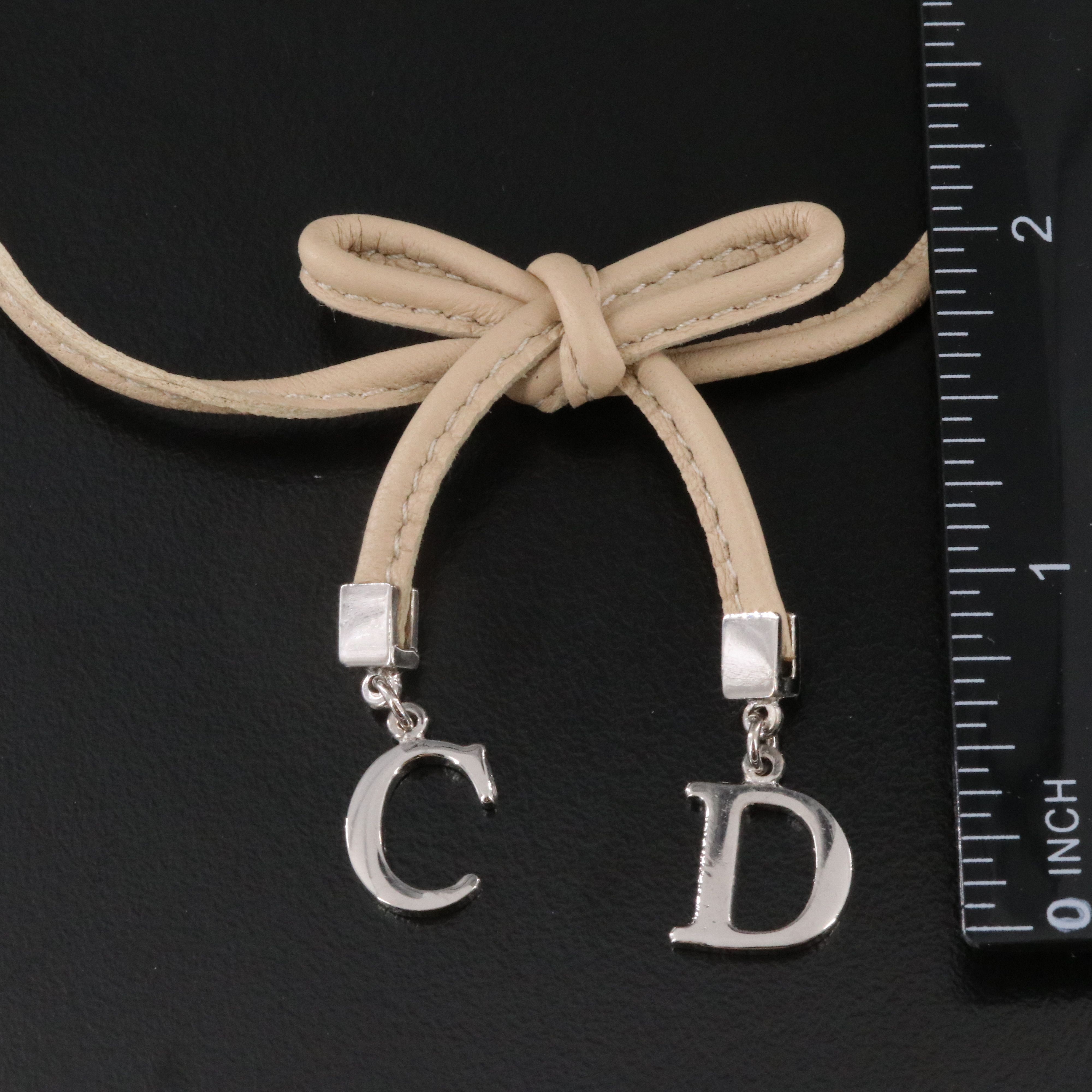 Christian Dior CD Bow Leather Choker Necklace