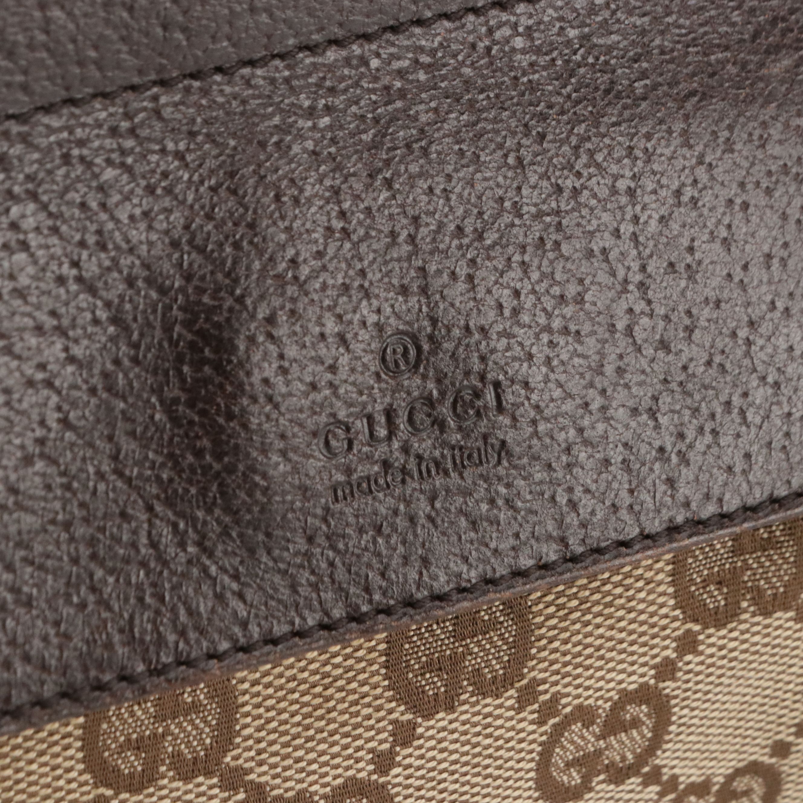 Gucci Double Pocket Belt Bag in Brown GG Canvas and Leather