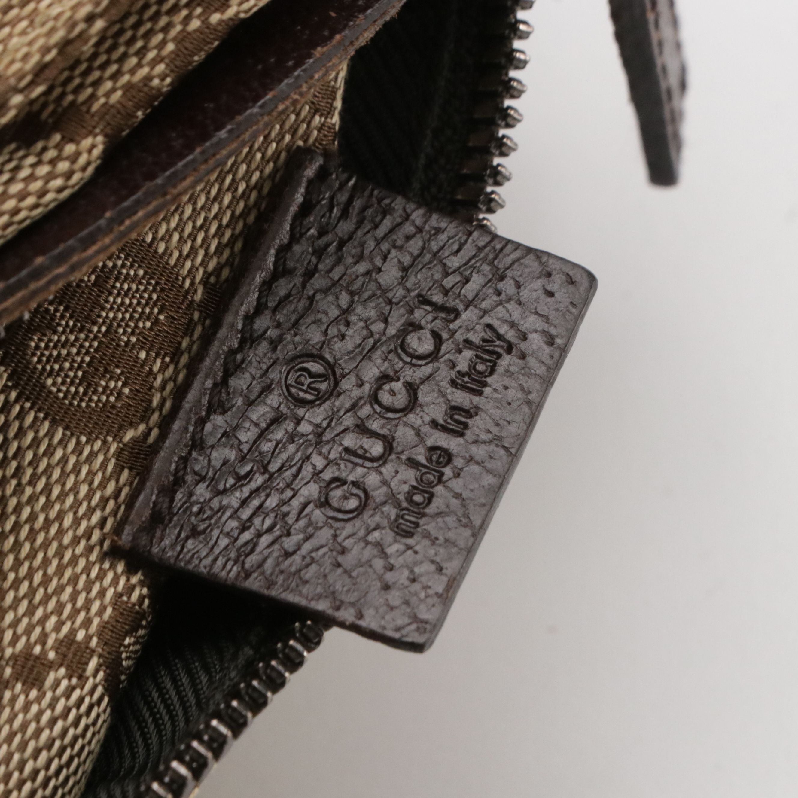 Gucci Double Pocket Belt Bag in Brown GG Canvas and Leather