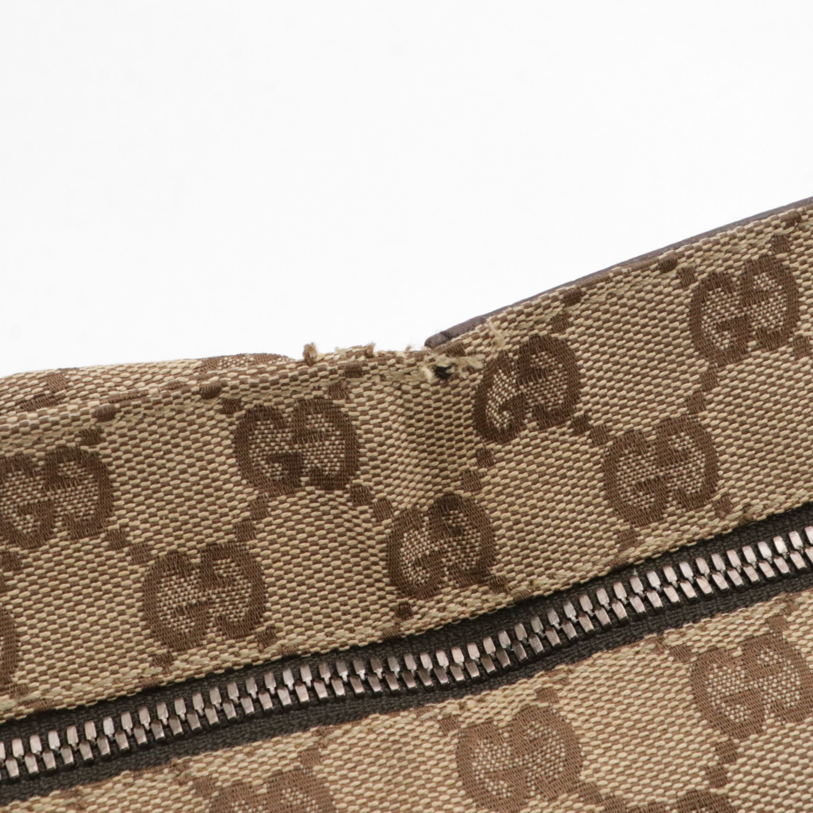 Gucci Double Pocket Belt Bag in Brown GG Canvas and Leather